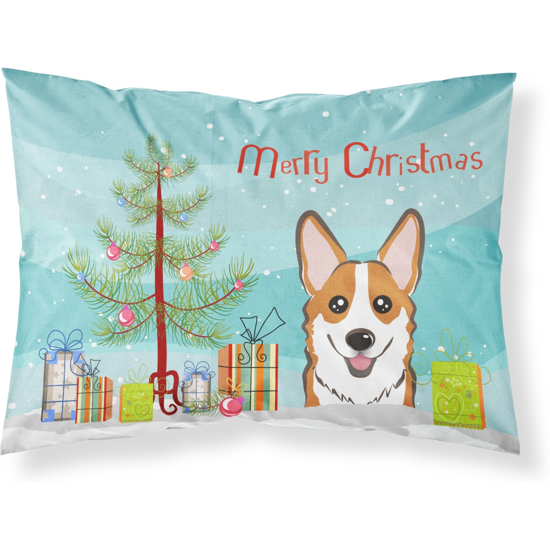 &quotCaroline's Treasures BB1626PILLOWCASE Christmas Tree And Red Corgi Fabric Standard Pillowcase, Large, Multicolor"