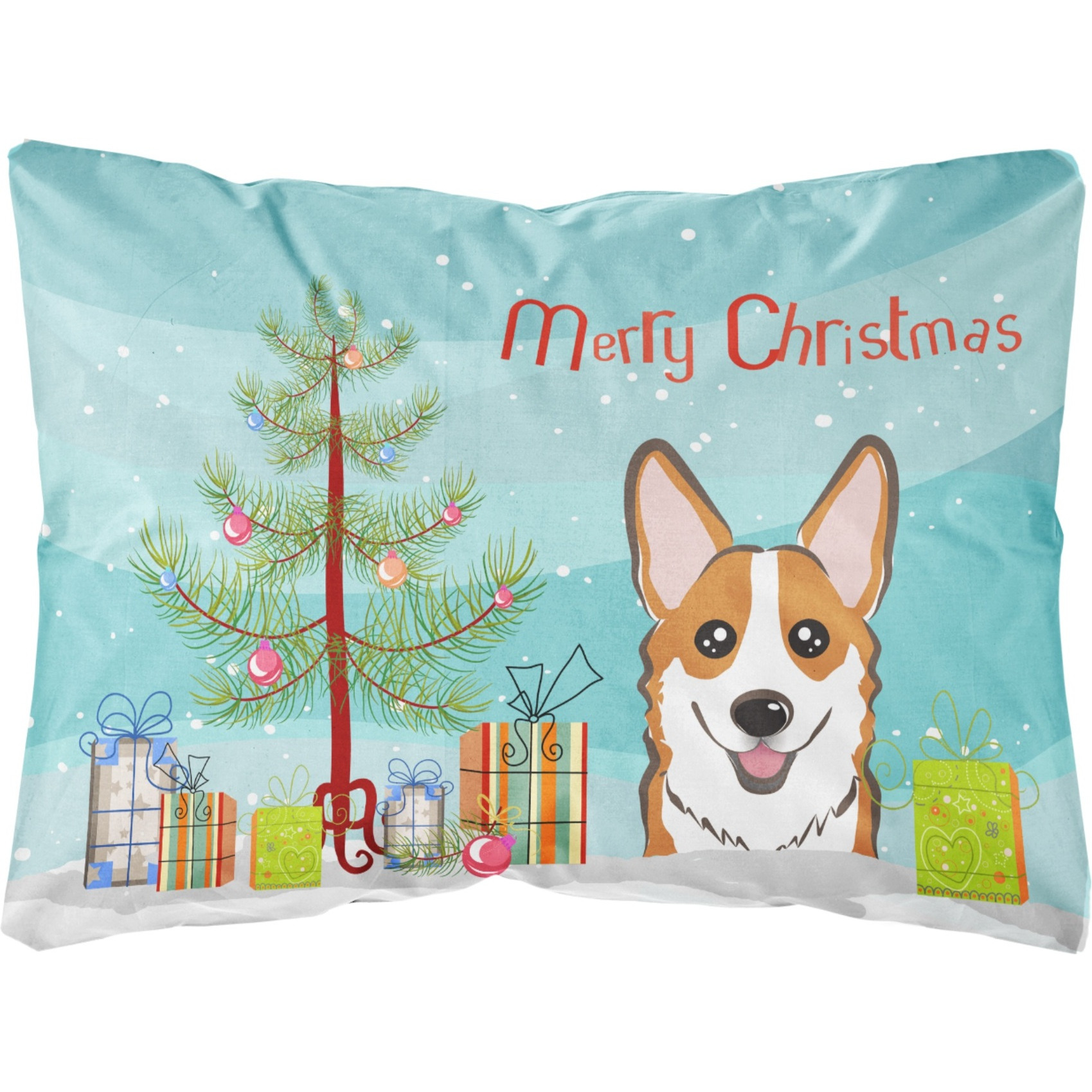 &quotCaroline's Treasures BB1626PW1216 Christmas Tree & Red Corgi Fabric Decorative Pillow, Large, Multicolor"