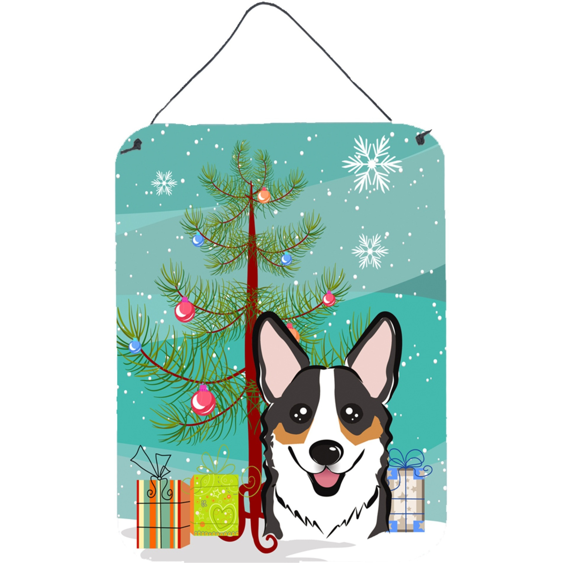 &quotCaroline's Treasures Christmas Tree and Tricolor Corgi Wall or Door Hanging Prints BB1627DS1216, 16"&quotH x 12"&quotW, Multicolor"