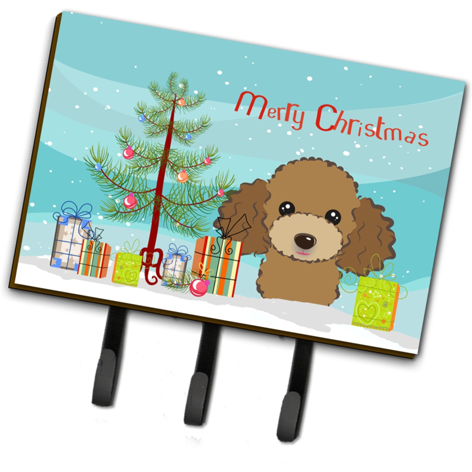 &quotCaroline's Treasures BB1628TH68 Christmas Tree and Chocolate Brown Poodle Leash or Key Holder, Large, Multicolor"