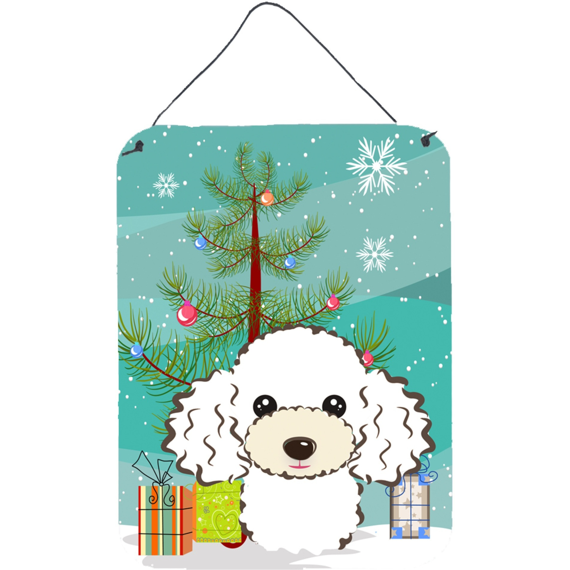 &quotCaroline's Treasures Christmas Tree and White Poodle Wall or Door Hanging Prints BB1629DS1216, 16HX12W, Multicolor"