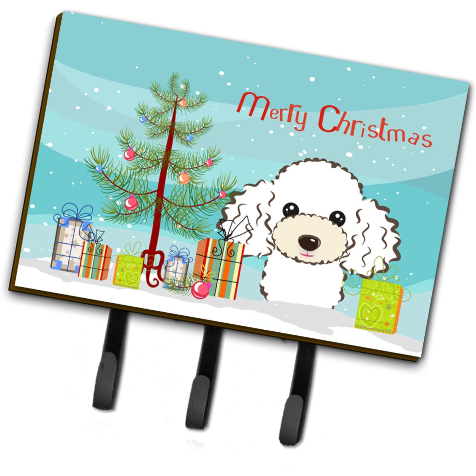 &quotCaroline's Treasures BB1629TH68 Christmas Tree and White Poodle Leash or Key Holder, Large, Multicolor"