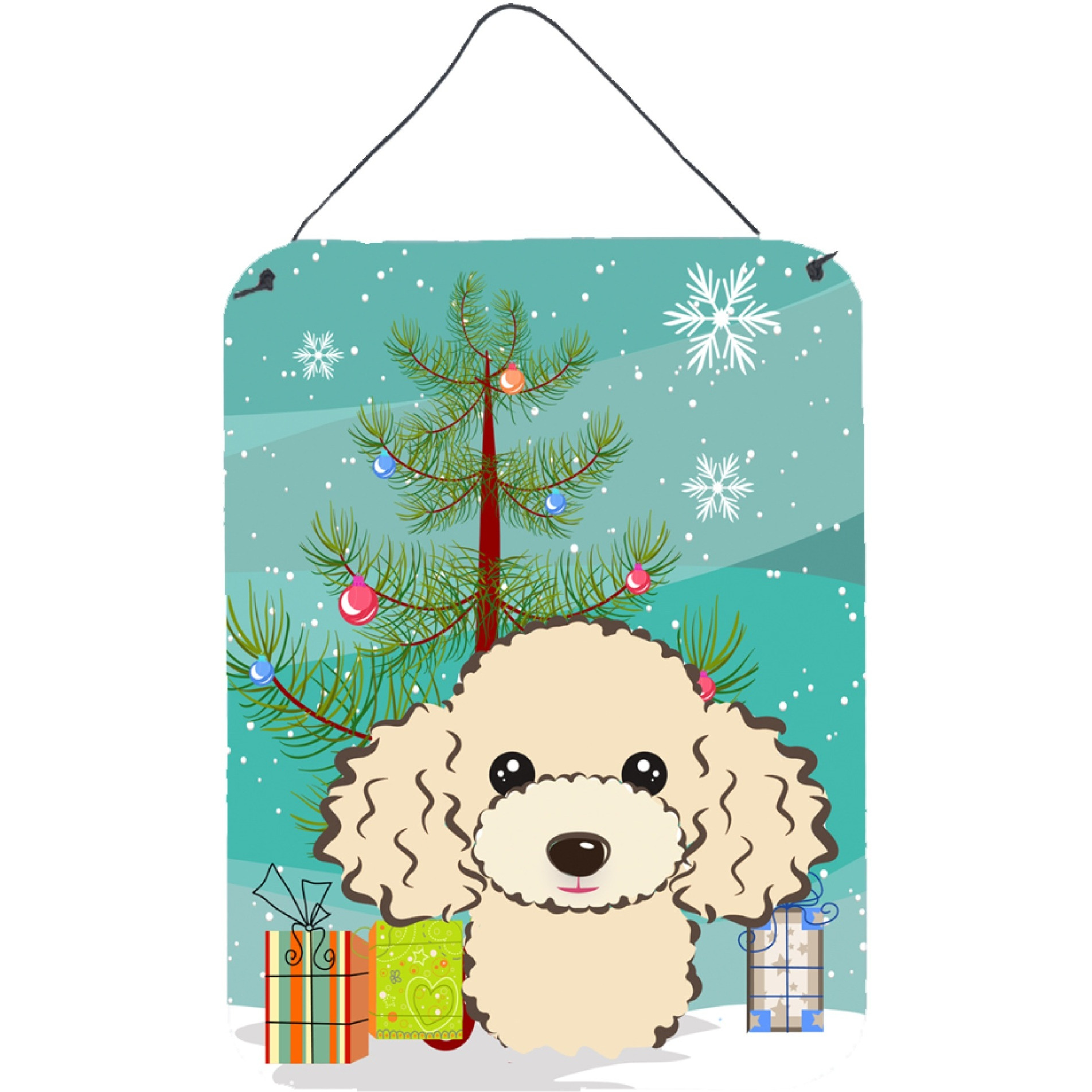 &quotCaroline's Treasures Christmas Tree and Buff Poodle Wall or Door Hanging Prints BB1630DS1216, 16HX12W, Multicolor"