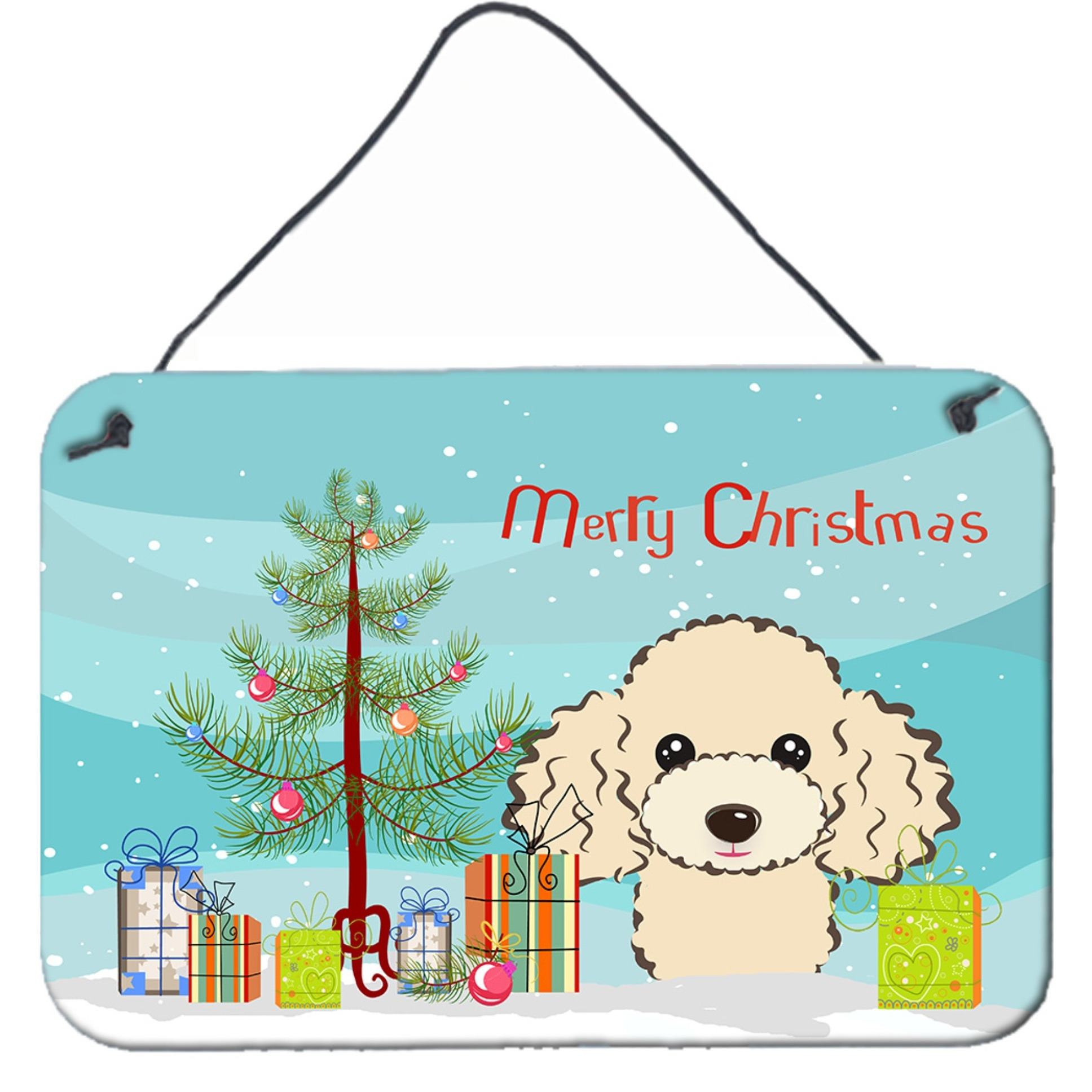 &quotCaroline's Treasures Christmas Tree and Buff Poodle Wall or Door Hanging Prints BB1630DS812, 8HX12W"