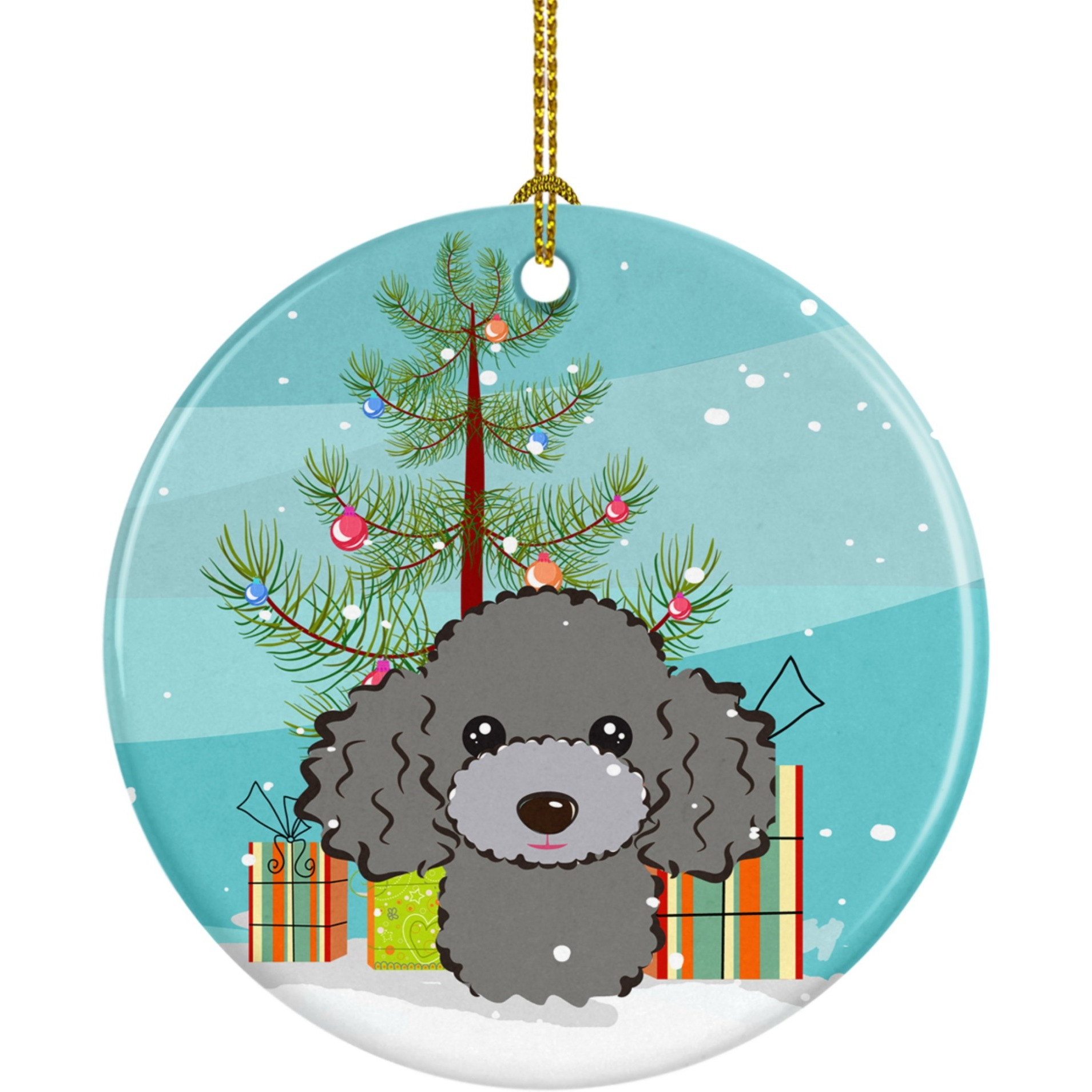 &quotCaroline's Treasures Christmas Tree and Silver Gray Poodle Ceramic Ornament, Multicolor"