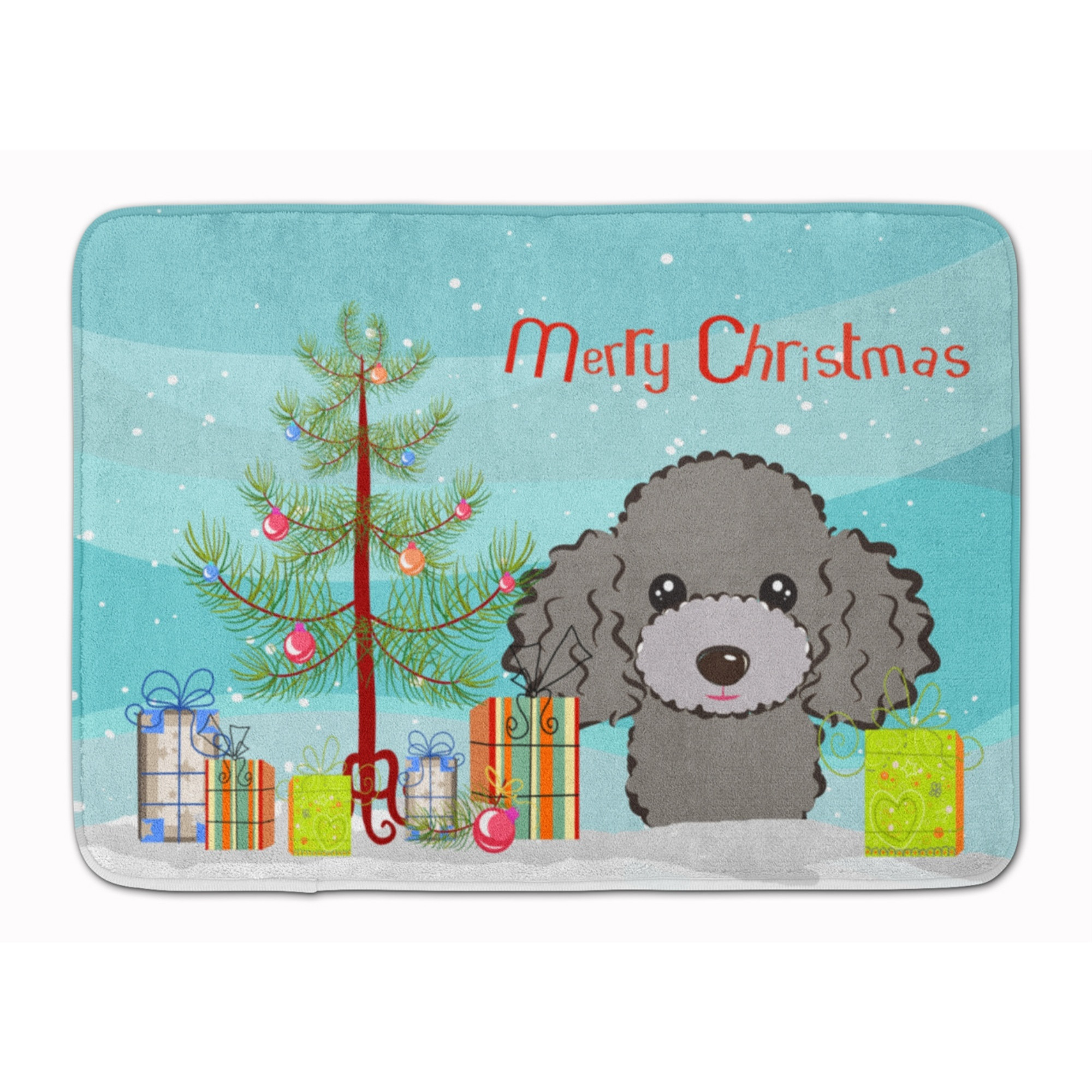 &quotCaroline's Treasures Christmas Tree and Silver Gray Poodle Floor Mat, 19"" x 27"", Multicolor"
