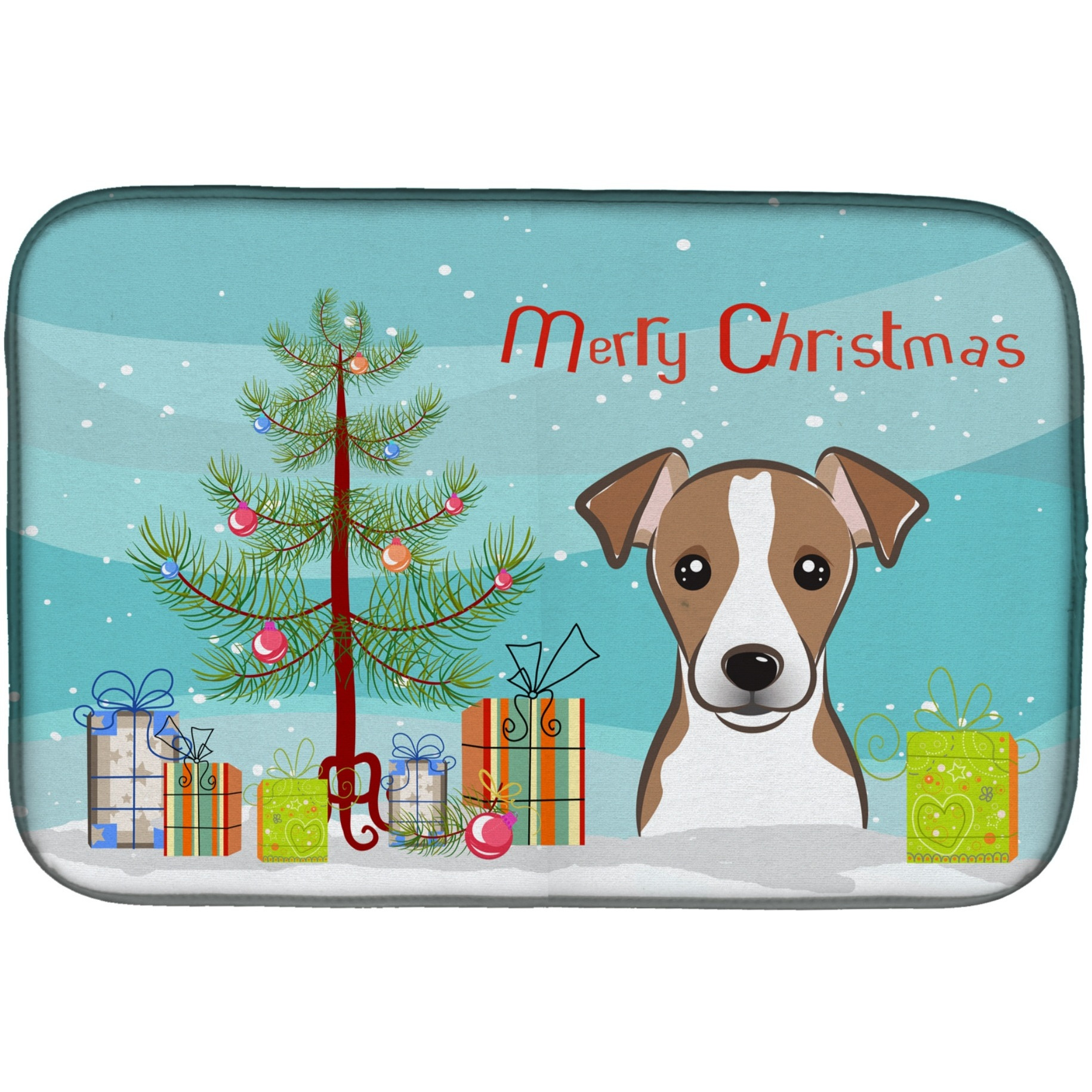 &quotCaroline's Treasures Christmas Tree And Jack Russell Terrier Dish Drying Mat, 14"" x 21"""