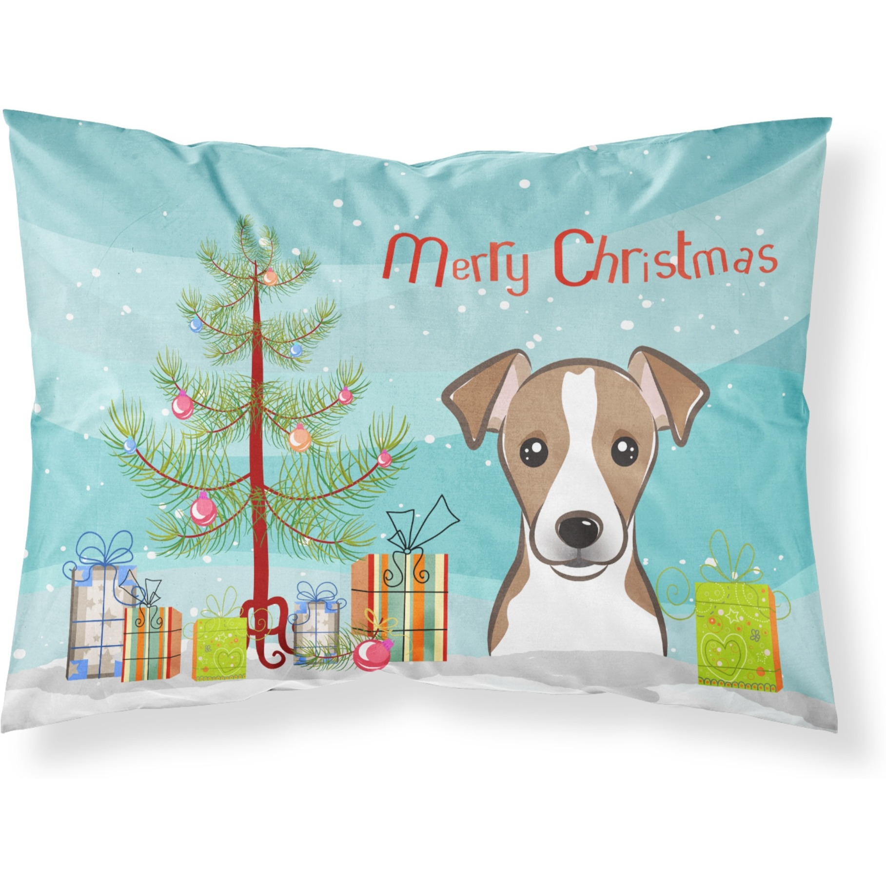 &quotCaroline's Treasures BB1632PILLOWCASE Christmas Tree And Jack Russell Terrier Fabric Standard Pillowcase, Large, Multicolor"