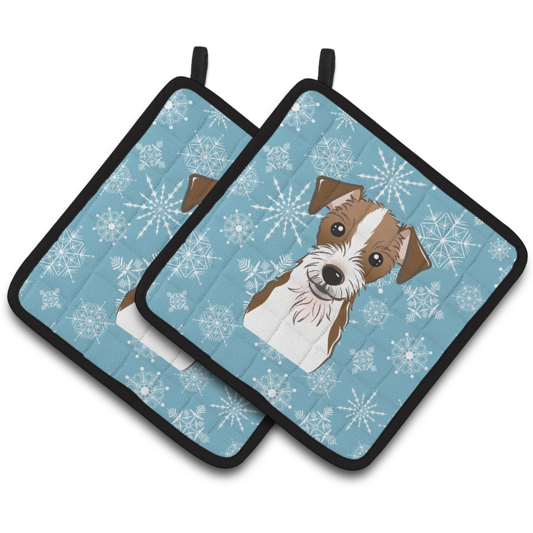 &quotCaroline's Treasures Snowflake Jack Russell Terrier Pair of Pot Holders BB1636PTHD, 7.5HX7.5W, Multicolor"