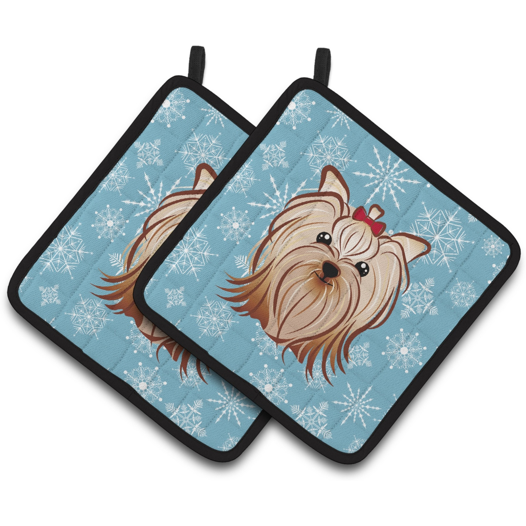 &quotCaroline's Treasures Snowflake Yorkie Yorkishire Terrier Pair of Pot Holders BB1638PTHD, 7.5HX7.5W, Multicolor"
