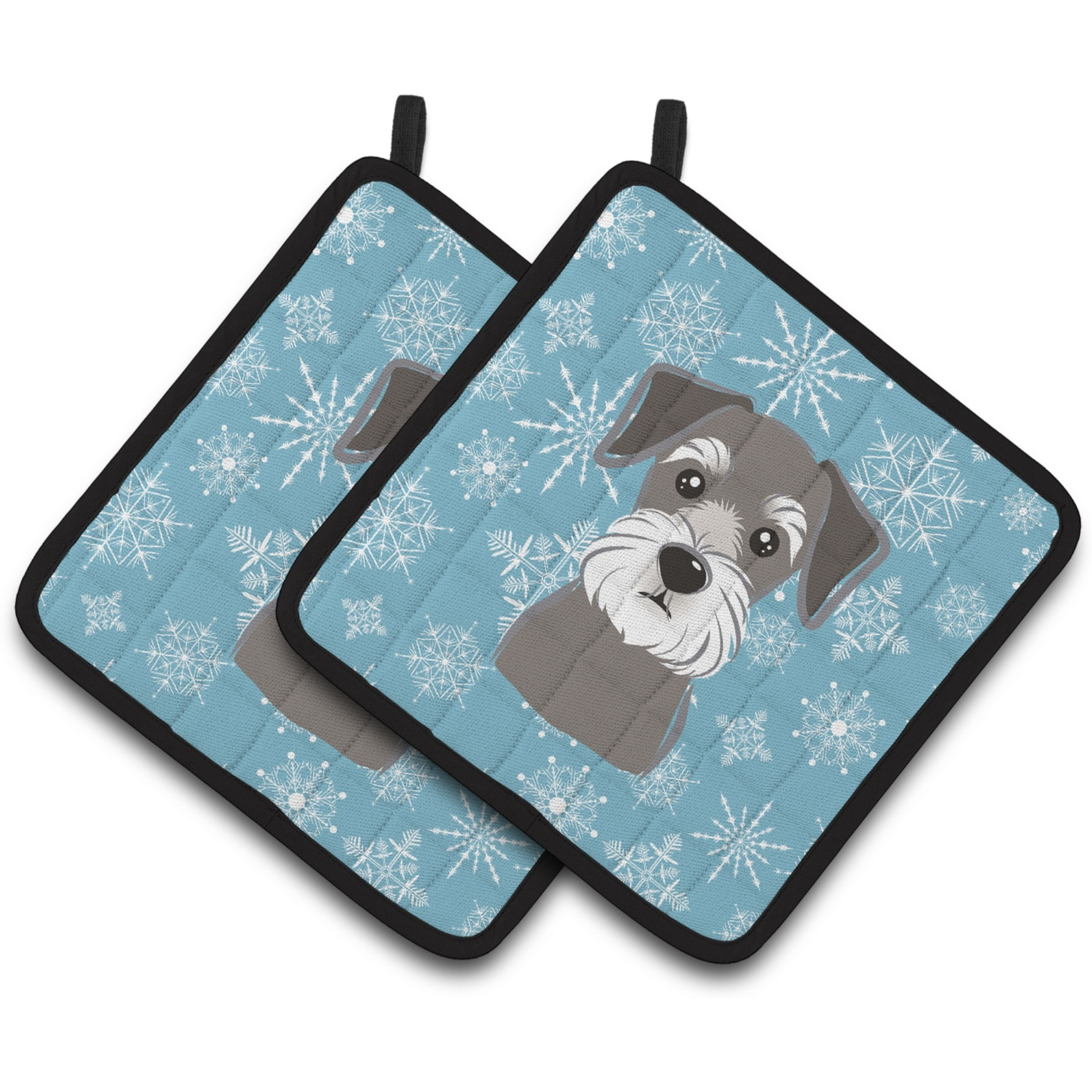 &quotCaroline's Treasures Snowflake Schnauzer Pair of Pot Holders BB1640PTHD, 7.5HX7.5W, Multicolor"
