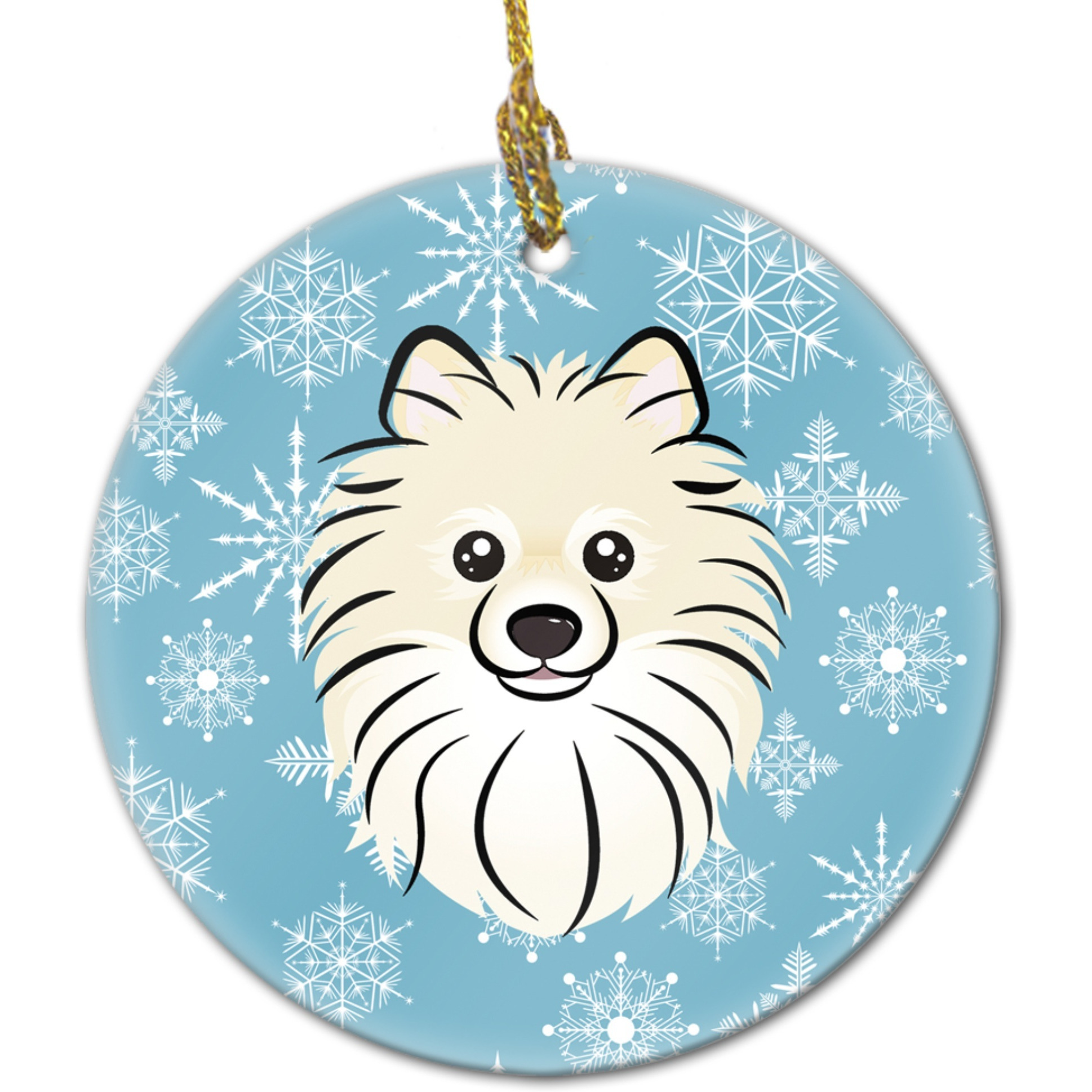 &quotCaroline's Treasures BB1641CO1 Snowflake Pomeranian Ceramic Ornament, Multicolor"