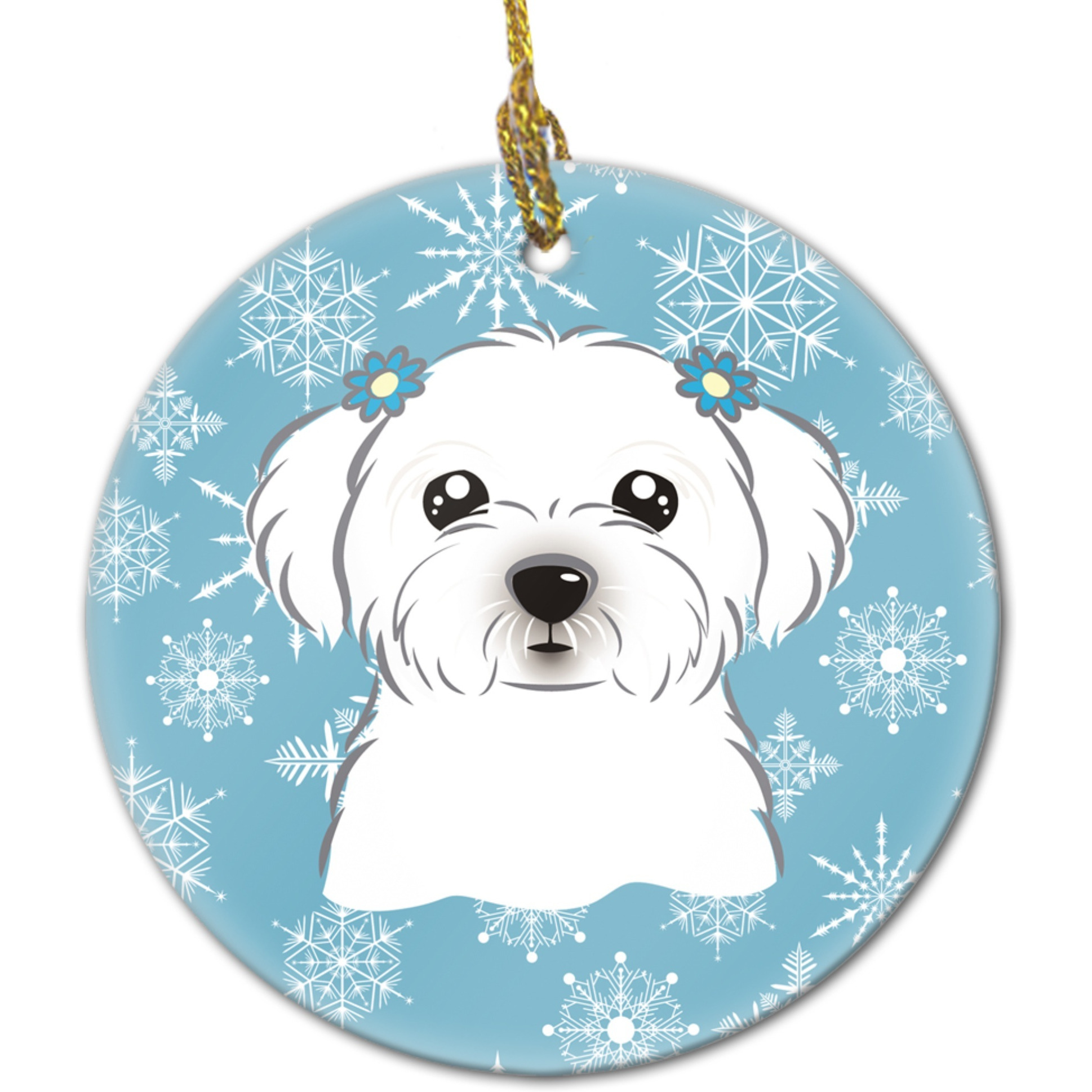 &quotCaroline's Treasures BB1642CO1 Snowflake Maltese Ceramic Ornament, Multicolor"