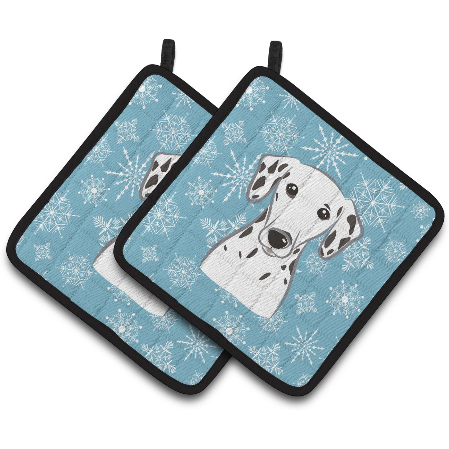&quotCaroline's Treasures Snowflake Dalmatian Pair of Pot Holders BB1644PTHD, 7.5HX7.5W, Multicolor"