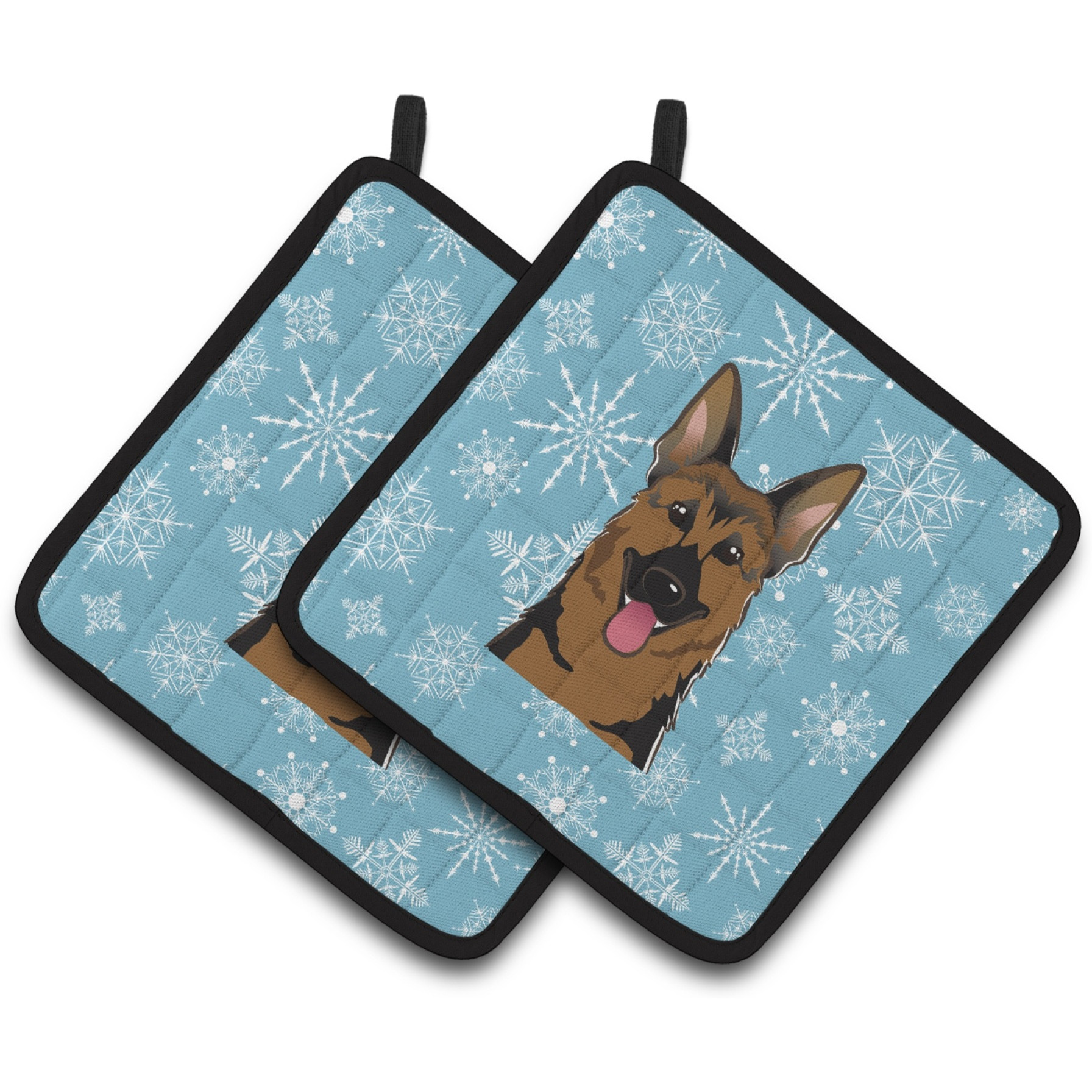 &quotCaroline's Treasures Snowflake German Shepherd Pair of Pot Holders BB1645PTHD, 7.5HX7.5W, Multicolor"