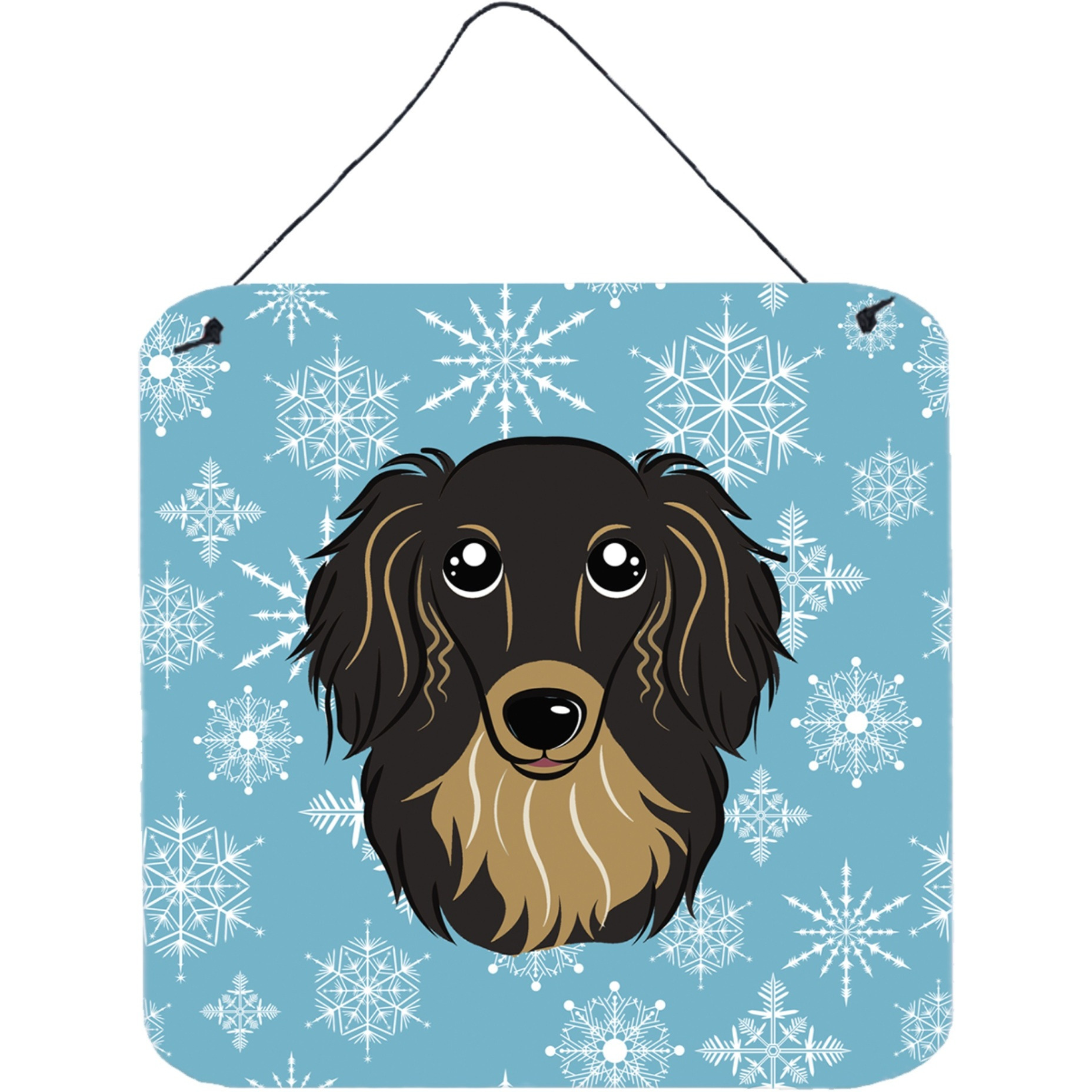 &quotCaroline's Treasures Snowflake Longhair Black and Tan Dachshund Wall or Door Hanging Prints BB1647DS66, 6HX6W, Multicolor"