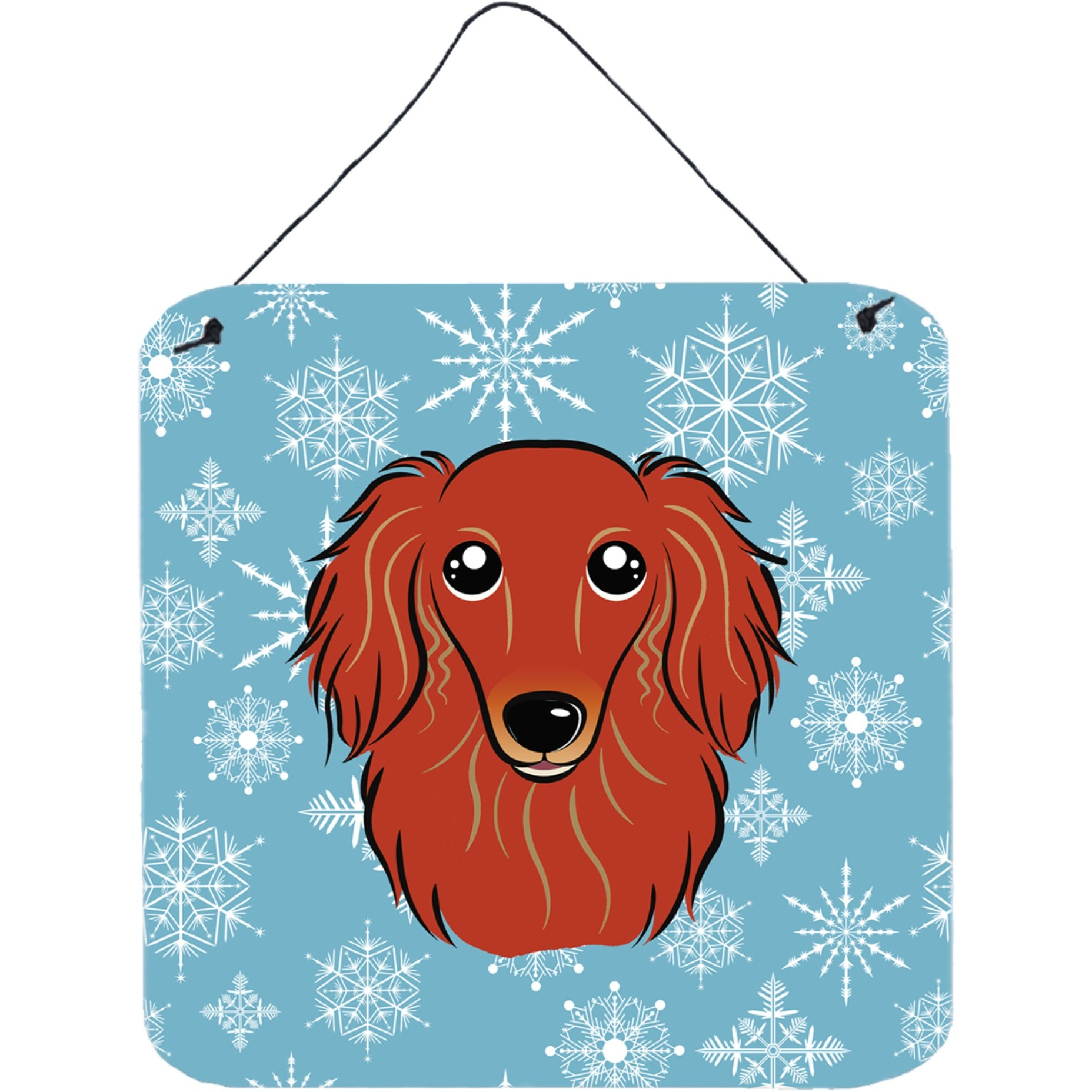 &quotCaroline's Treasures Snowflake Longhair Red Dachshund Wall or Door Hanging Prints BB1648DS66, 6HX6W, Multicolor"