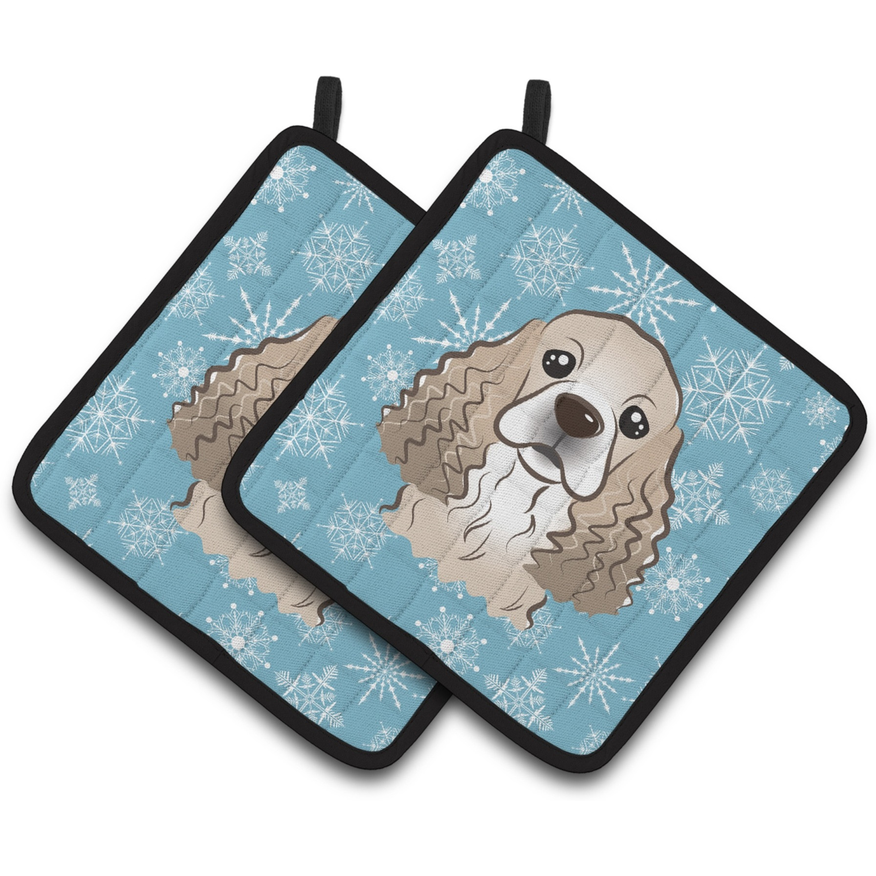 &quotCaroline's Treasures Snowflake Cocker Spaniel Pair of Pot Holders BB1650PTHD, 7.5HX7.5W, Multicolor"