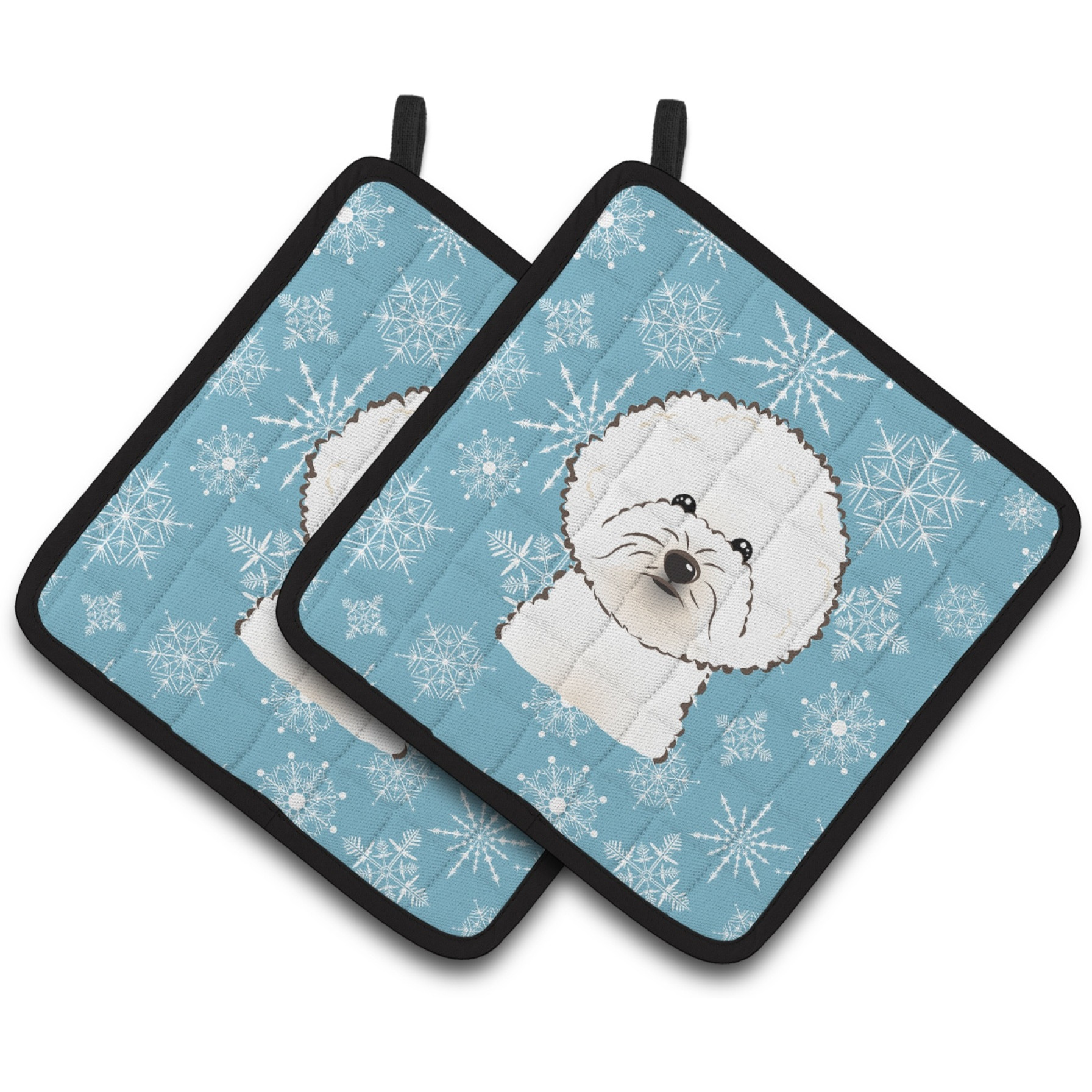 &quotCaroline's Treasures Snowflake Bichon Frise Pair of Pot Holders BB1651PTHD, 7.5HX7.5W, Multicolor"