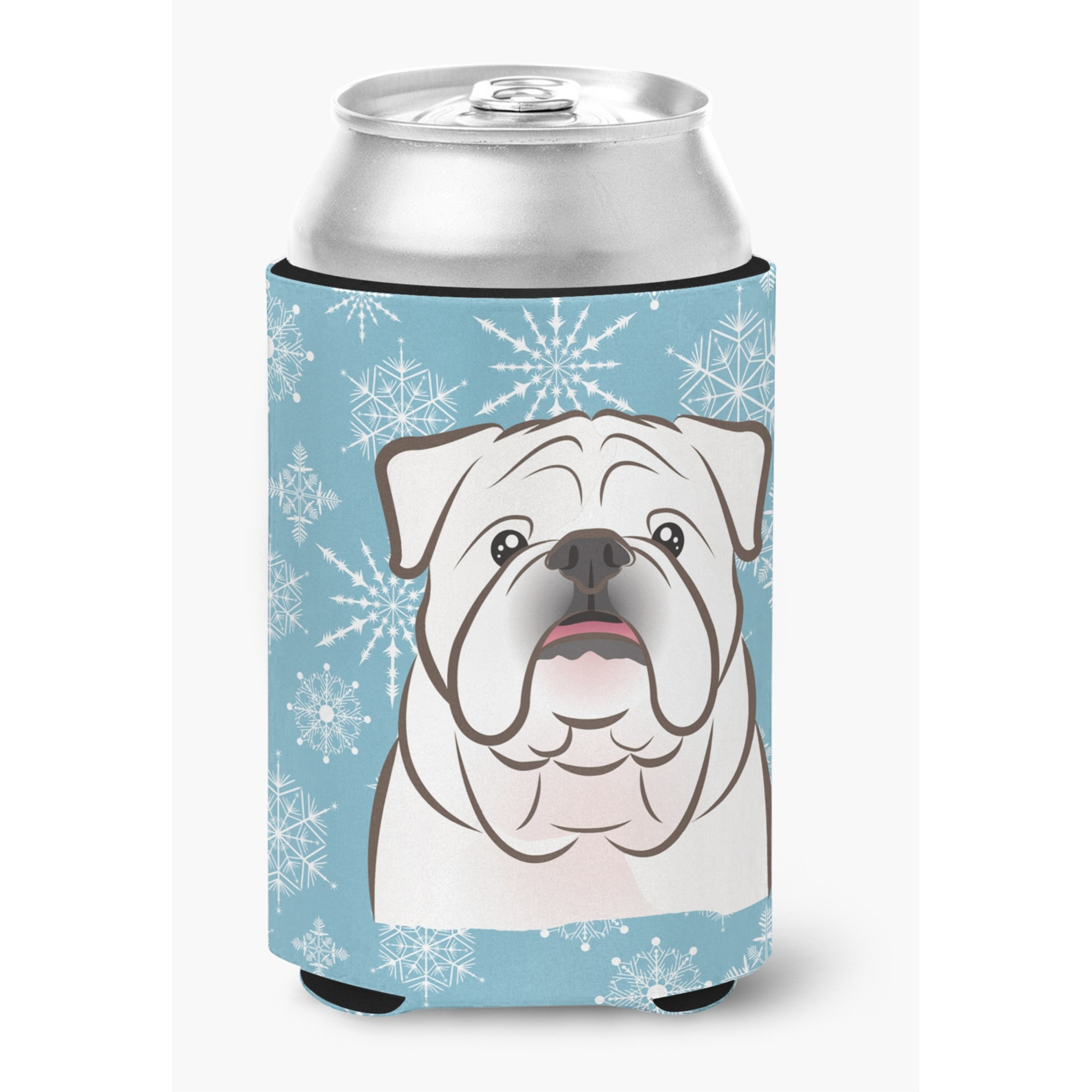 &quotCaroline's Treasures Snowflake White English Bulldog Can/Bottle Hugger, Multicolor"