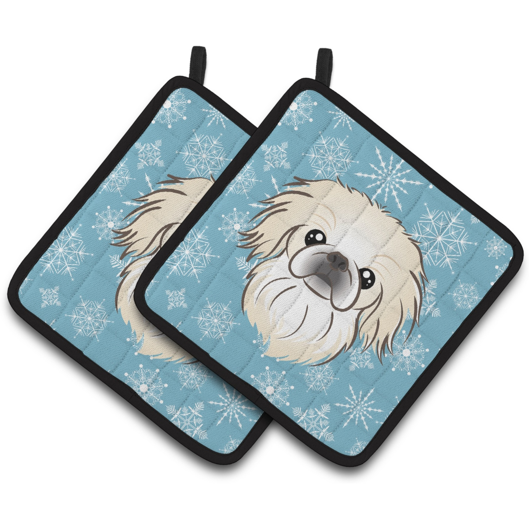 &quotCaroline's Treasures Snowflake Pekingese Pair of Pot Holders BB1655PTHD, 7.5HX7.5W, Multicolor"