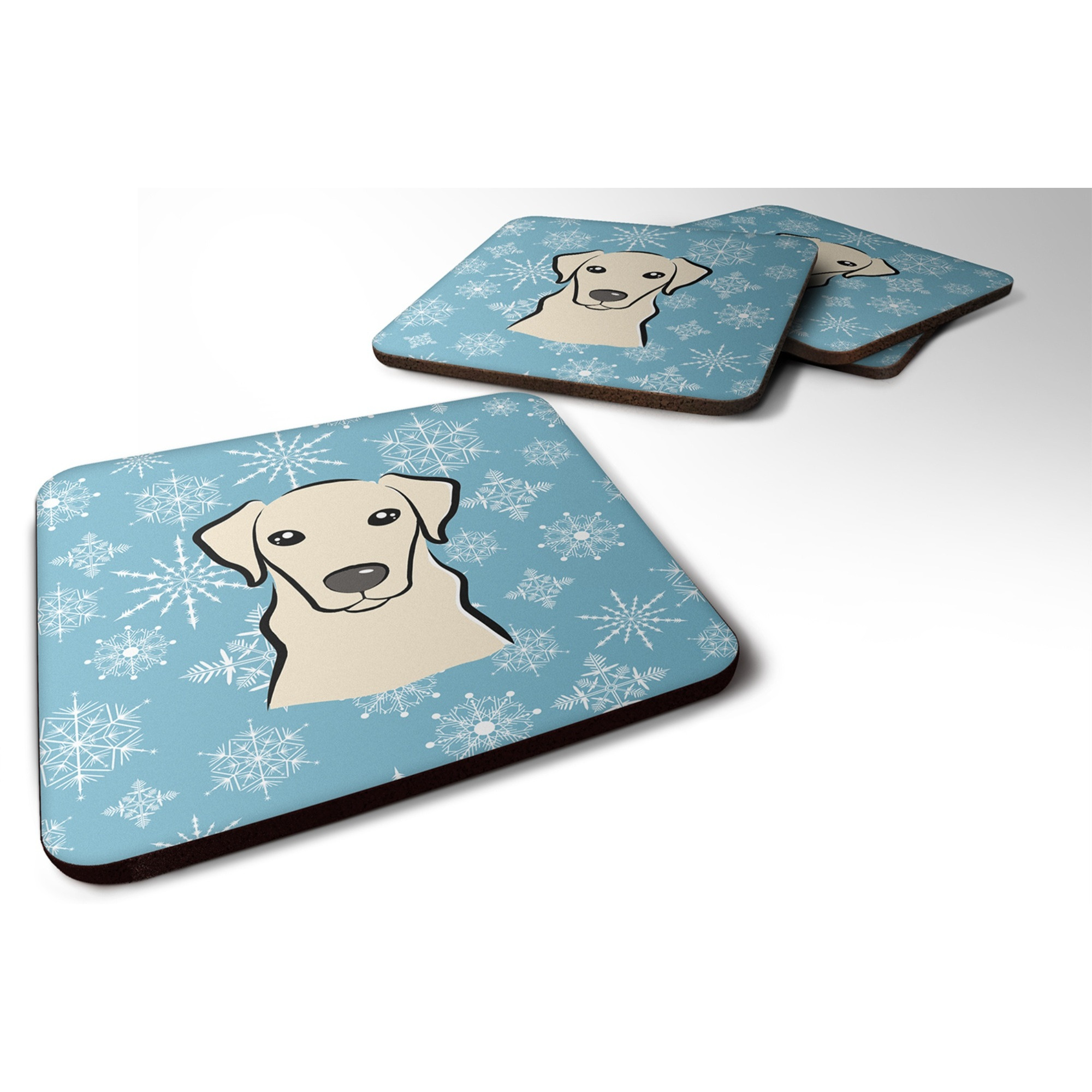 &quotCaroline's Treasures BB1656FC Snowflake Yellow Labrador Foam Coasters (Set of 4), 3.5"", Multicolor"