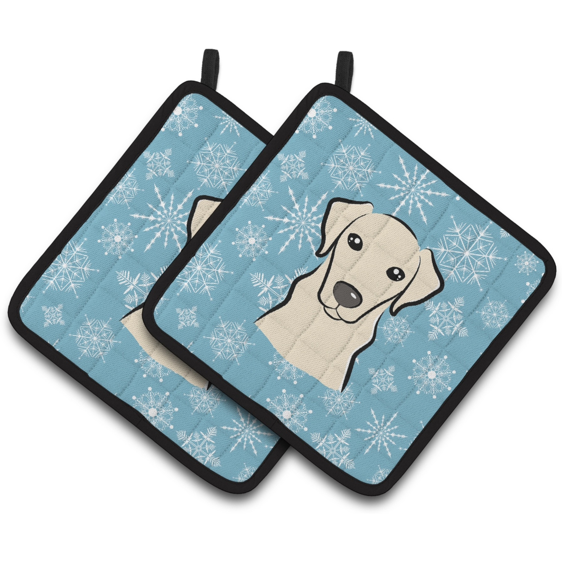 &quotCaroline's Treasures Snowflake Yellow Labrador Pair of Pot Holders BB1656PTHD, 7.5HX7.5W, Multicolor"
