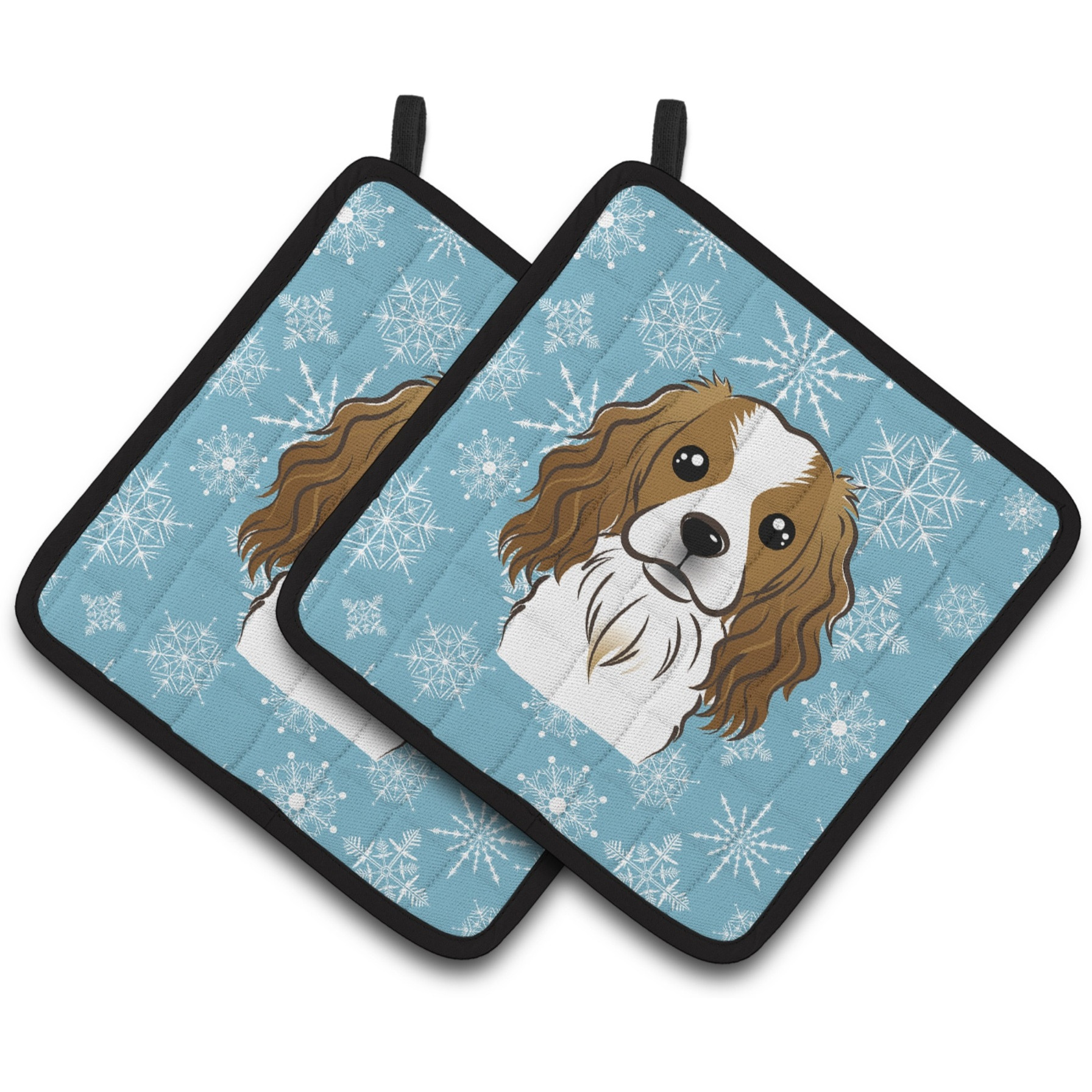 &quotCaroline's Treasures Snowflake Cavalier Spaniel Pair of Pot Holders BB1658PTHD, 7.5HX7.5W, Multicolor"