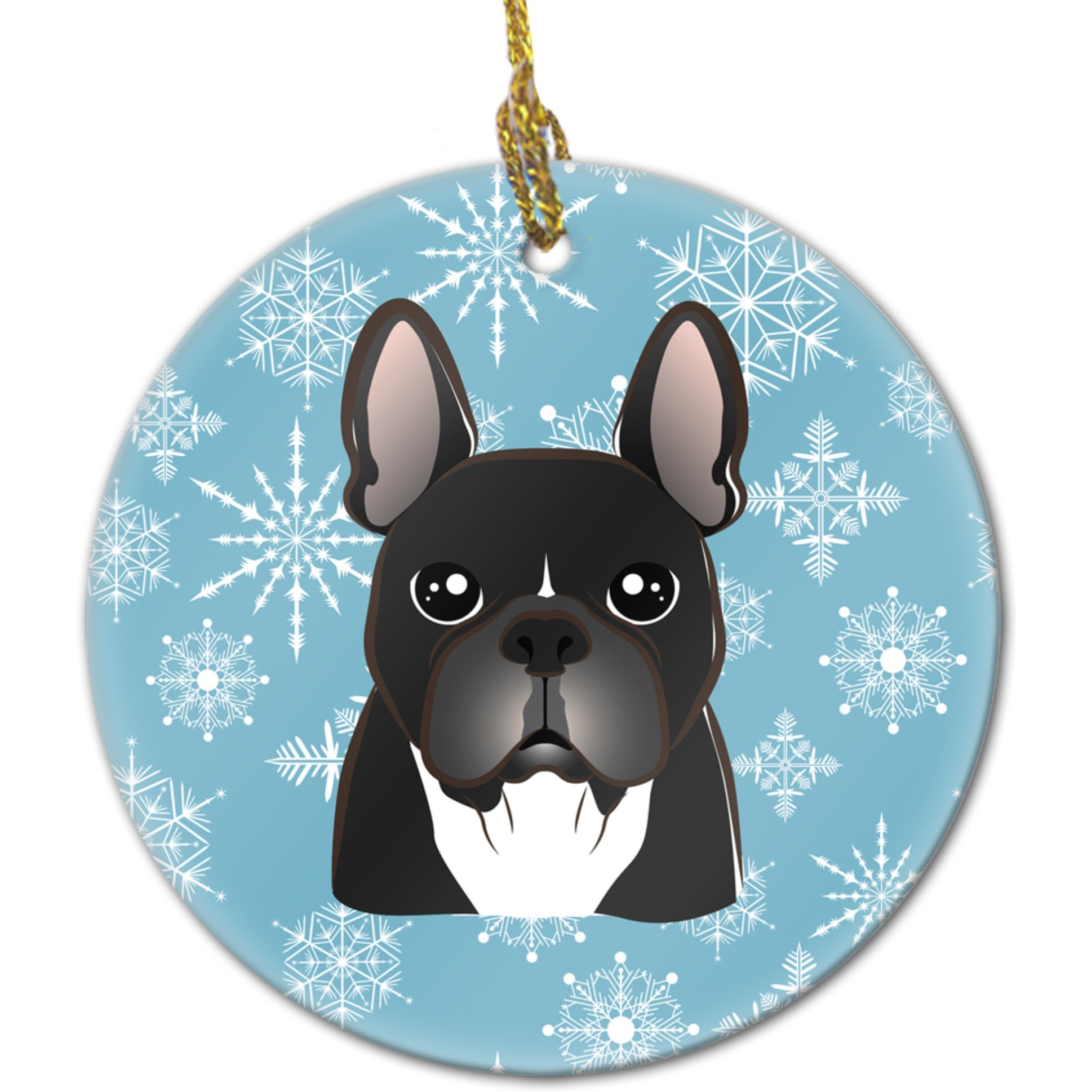 &quotCaroline's Treasures BB1661CO1 Snowflake French Bulldog Ceramic Ornament, Multicolor"