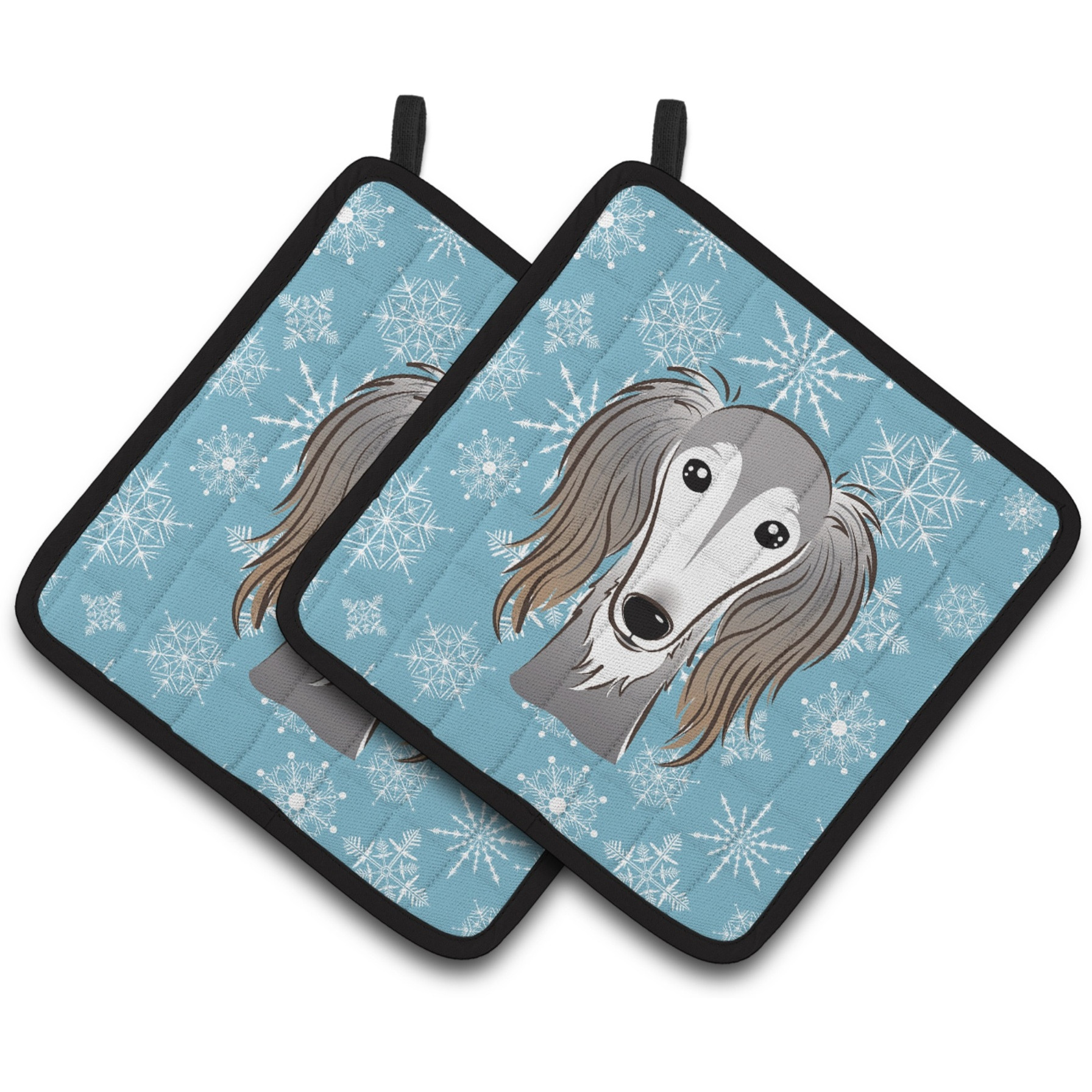 &quotCaroline's Treasures Snowflake Saluki Pair of Pot Holders BB1663PTHD, 7.5HX7.5W, Multicolor"