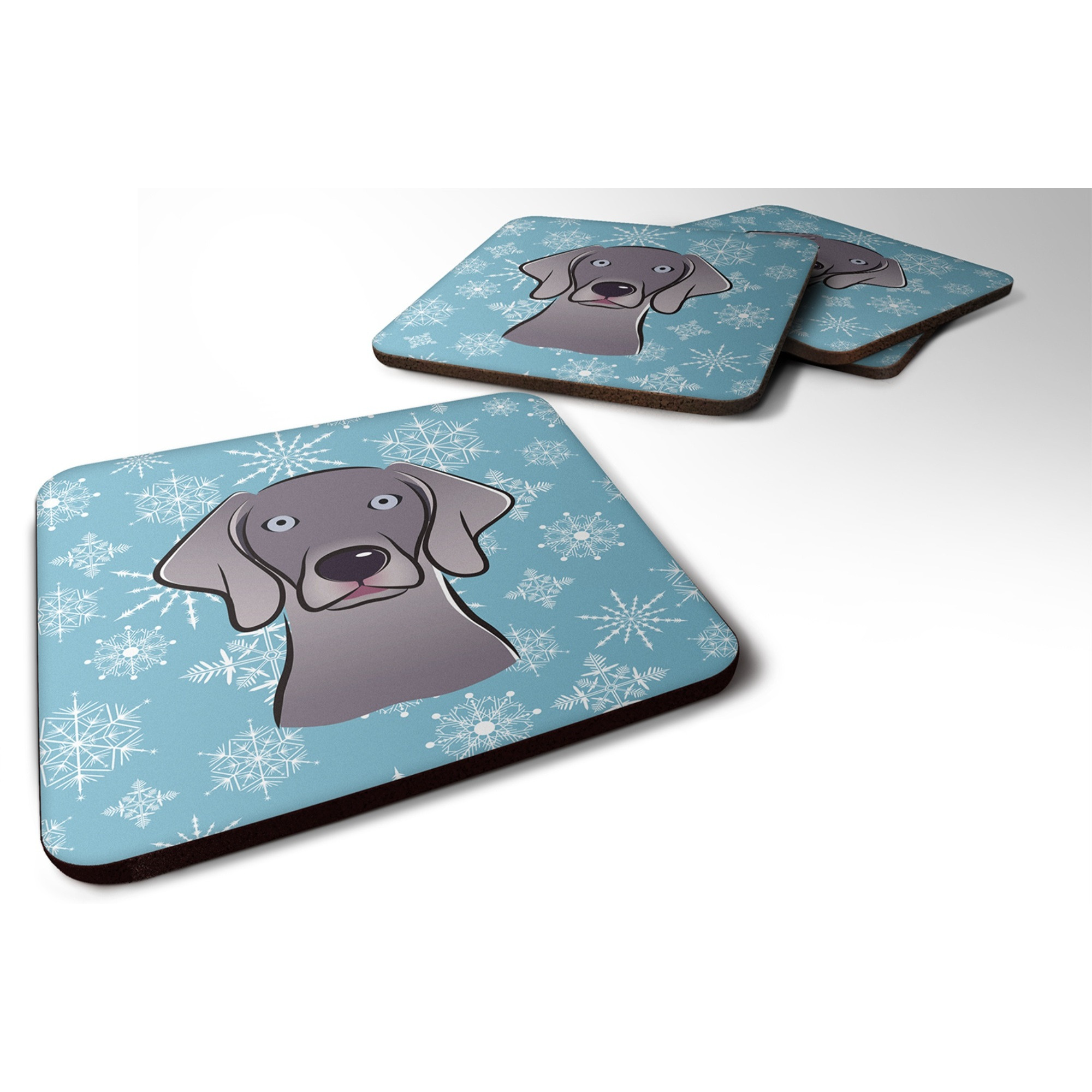 &quotCaroline's Treasures BB1665FC Snowflake Weimaraner Foam Coasters (Set of 4), 3.5"", Multicolor"