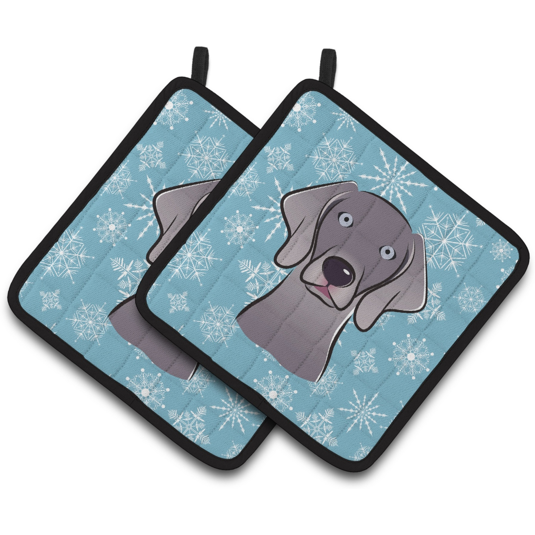 &quotCaroline's Treasures Snowflake Weimaraner Pair of Pot Holders BB1665PTHD, 7.5HX7.5W, Multicolor"