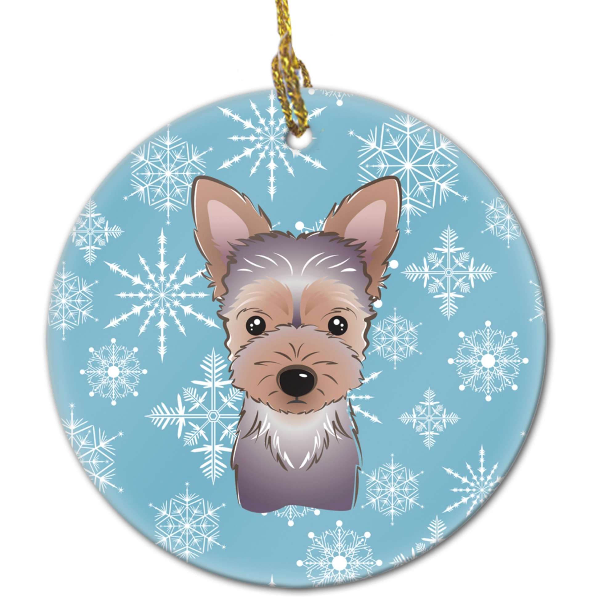 &quotCaroline's Treasures BB1666CO1 Snowflake Yorkie Puppy Ceramic Ornament, Multicolor"