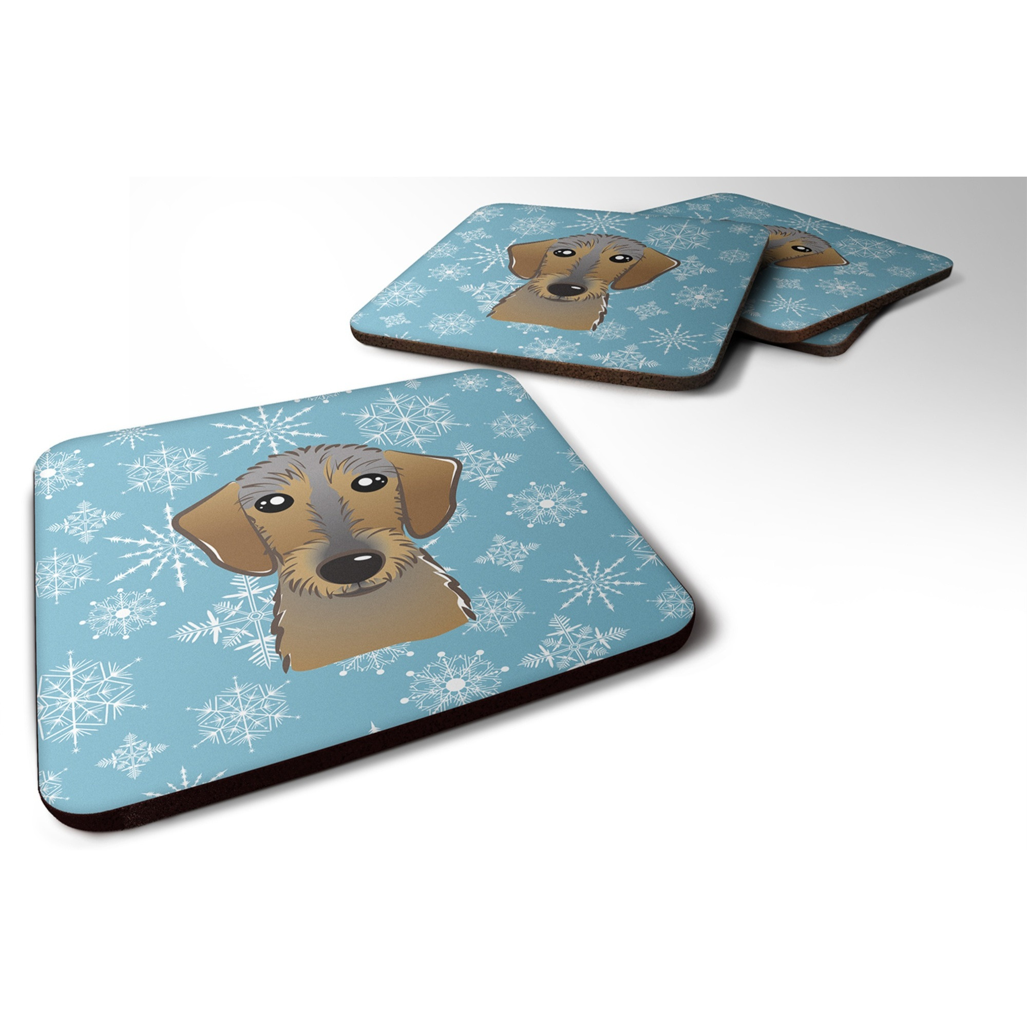 &quotCaroline's Treasures BB1667FC Snowflake Wirehaired Dachshund Foam Coasters (Set of 4), 3.5"", Multicolor"