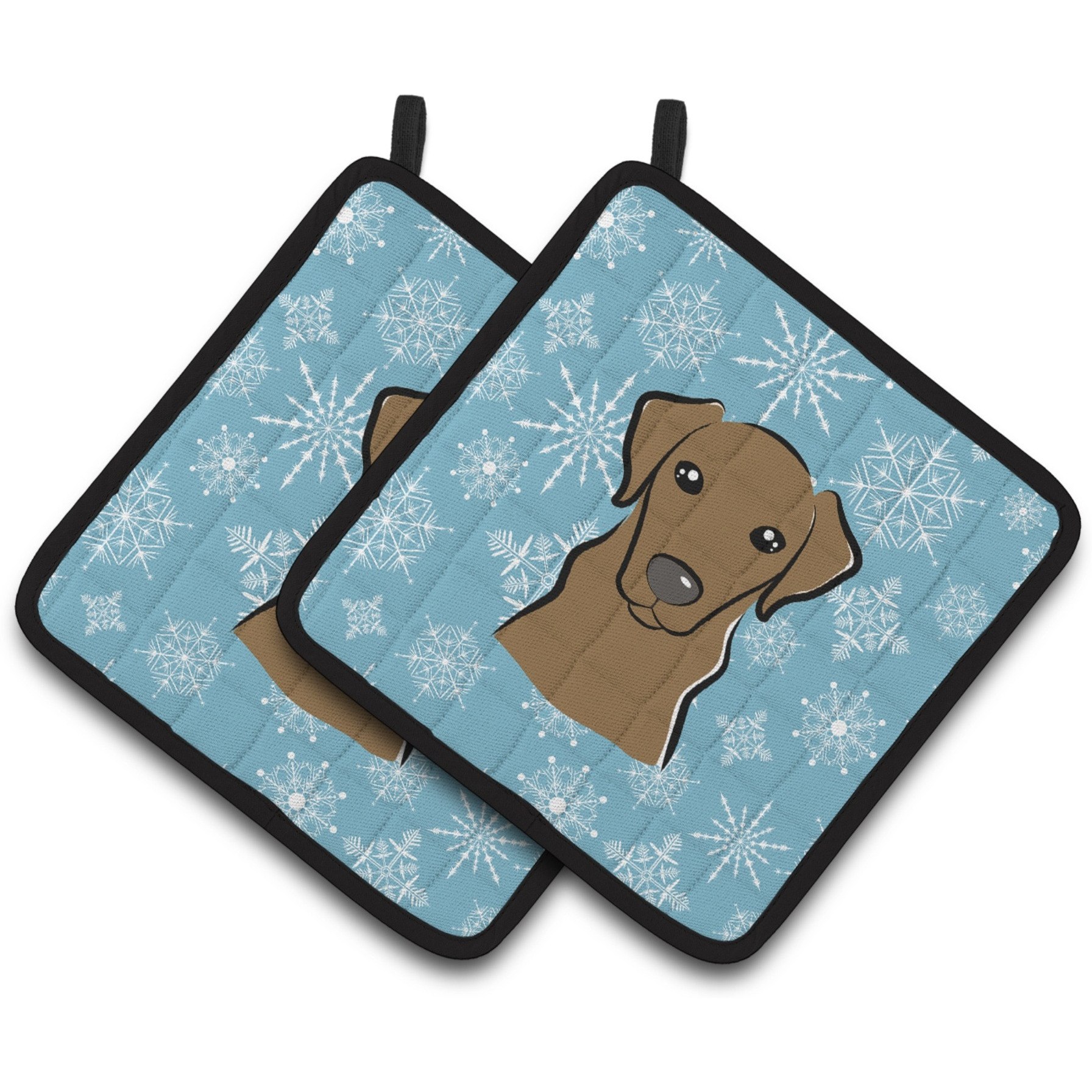 &quotCaroline's Treasures Snowflake Chocolate Labrador Pair of Pot Holders BB1668PTHD, 7.5HX7.5W, Multicolor"
