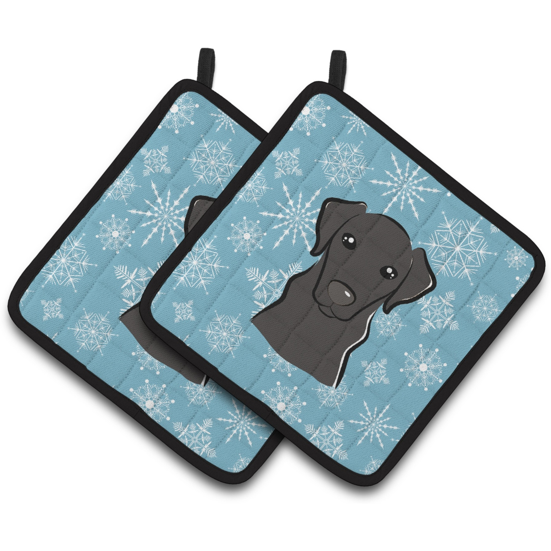&quotCaroline's Treasures Snowflake black Labrador Pair of Pot Holders BB1669PTHD, 7.5HX7.5W, Multicolor"