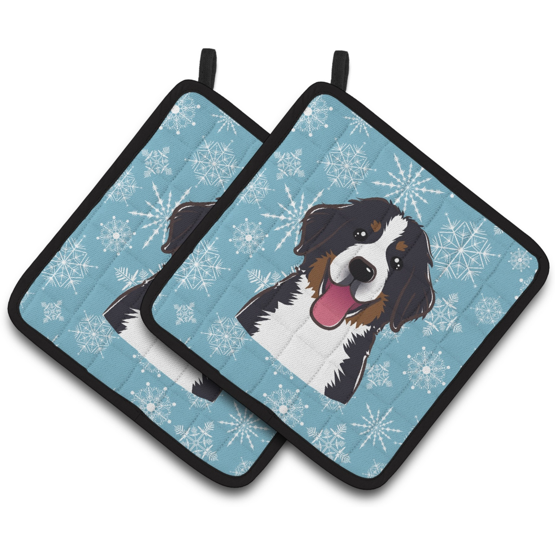 &quotCaroline's Treasures Snowflake Bernese Mountain Dog Pair of Pot Holders BB1671PTHD, 7.5HX7.5W, Multicolor"