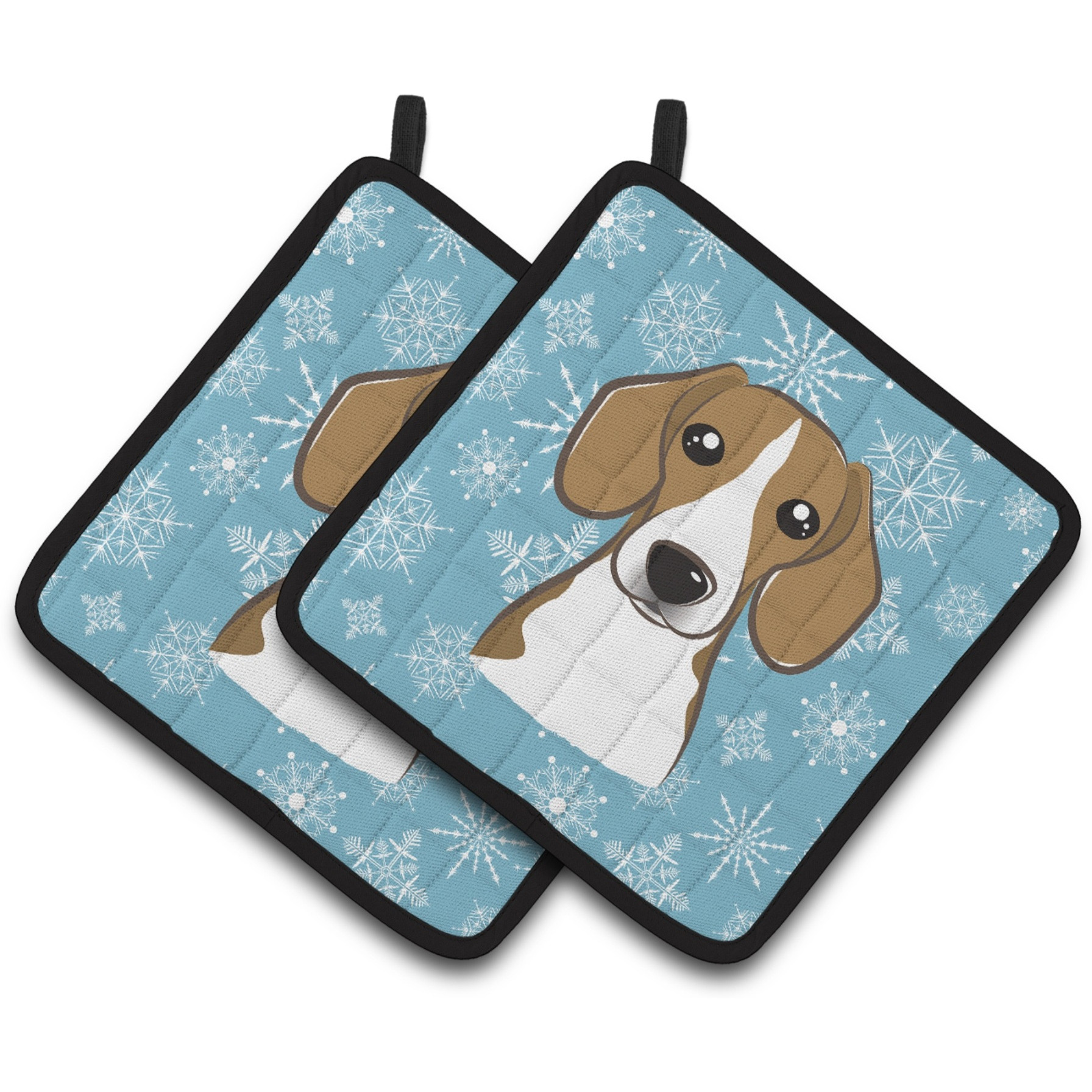 &quotCaroline's Treasures Snowflake Beagle Pair of Pot Holders BB1673PTHD, 7.5HX7.5W, Multicolor"