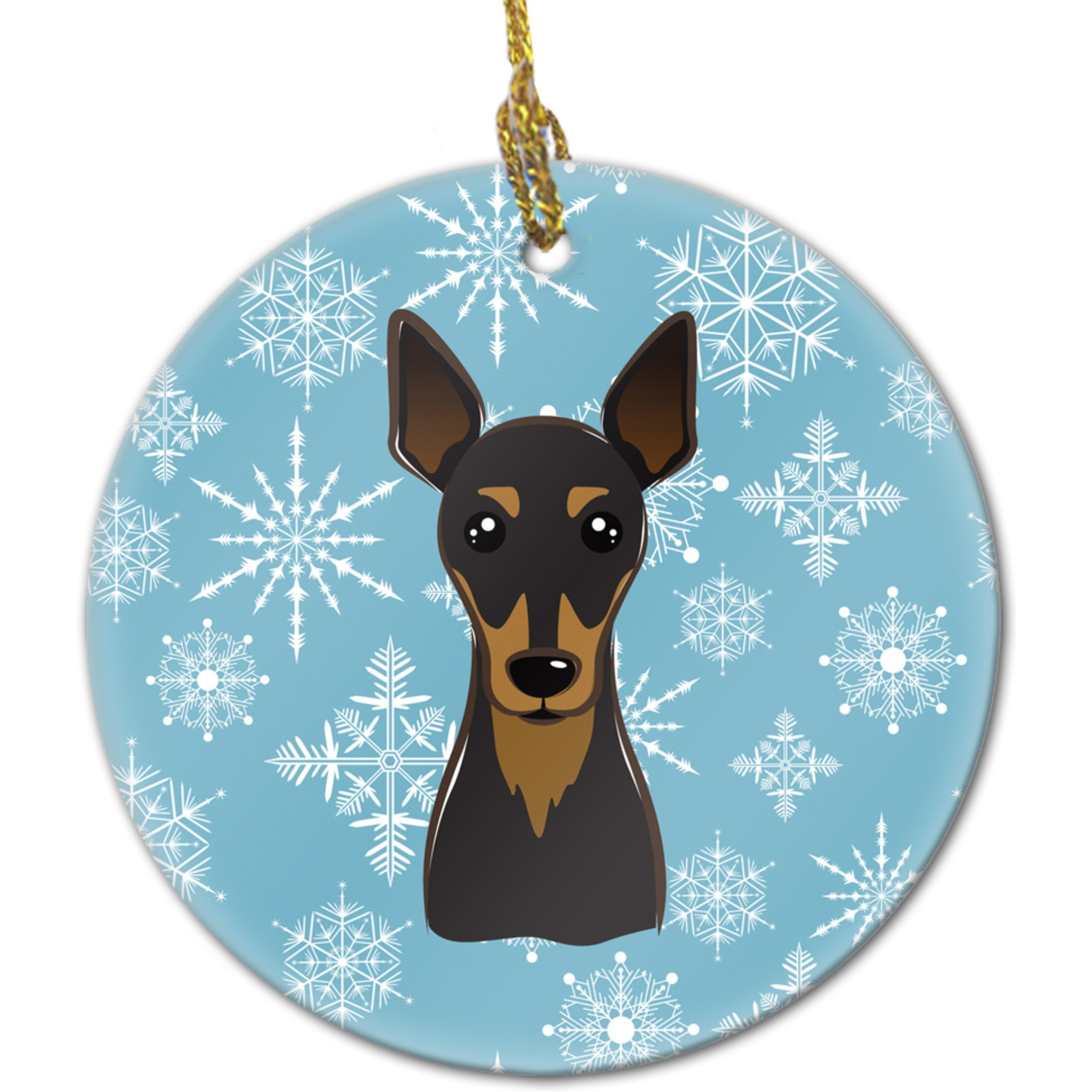 &quotCaroline's Treasures BB1674CO1 Snowflake Min Pin Ceramic Ornament, Multicolor"
