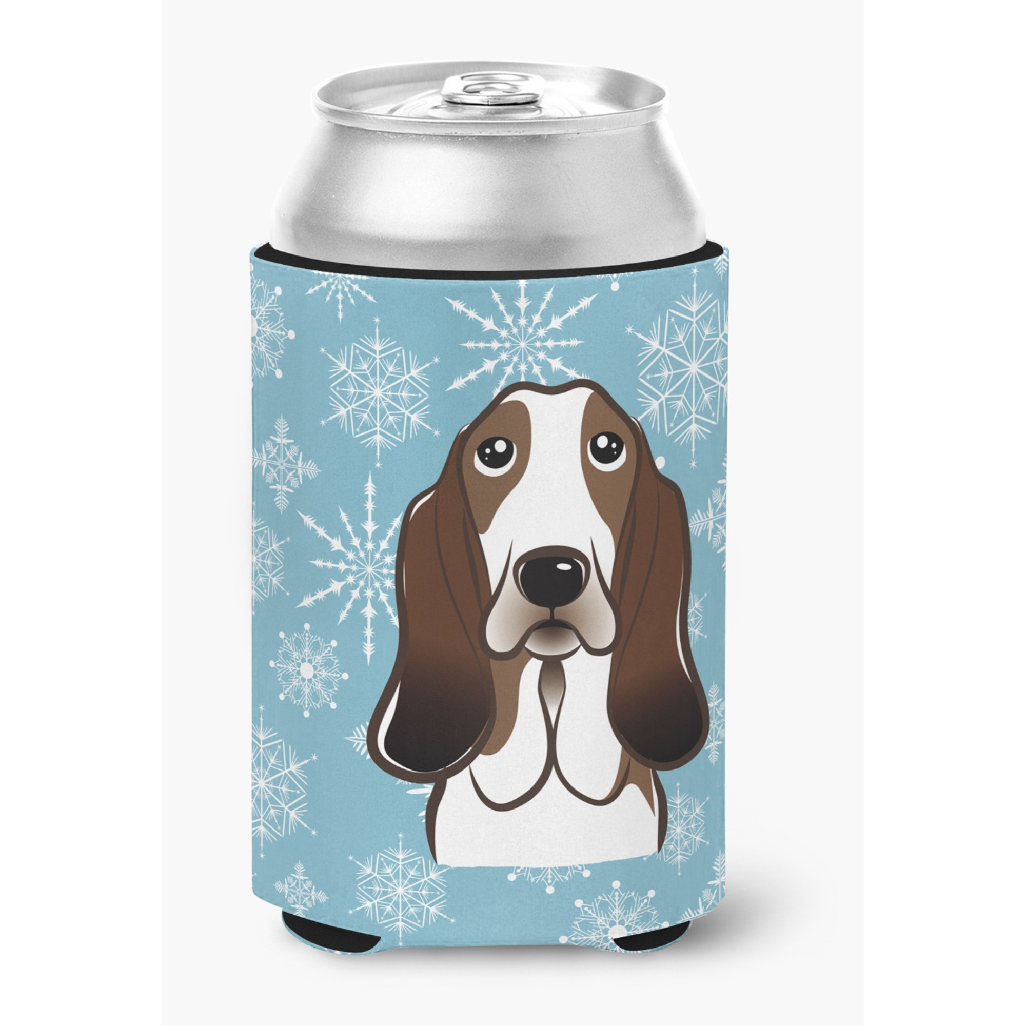 &quotCaroline's Treasures Snowflake Basset Hound Can/Bottle Hugger, Multicolor"