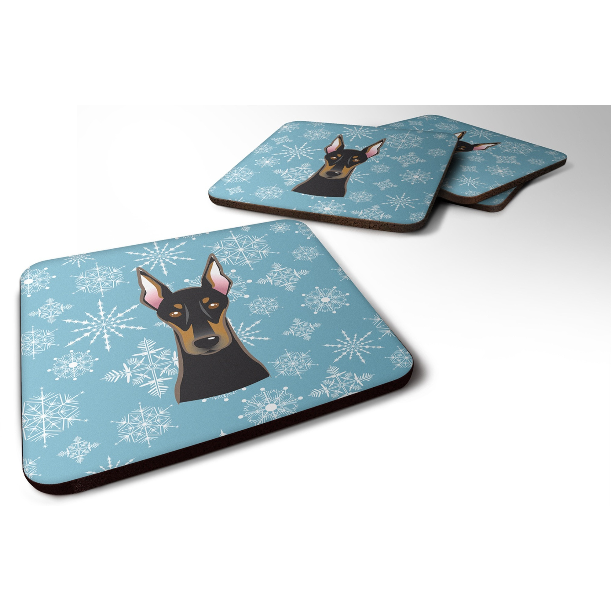&quotCaroline's Treasures BB1679FC Snowflake Doberman Foam Coasters (Set of 4), 3.5"", Multicolor"