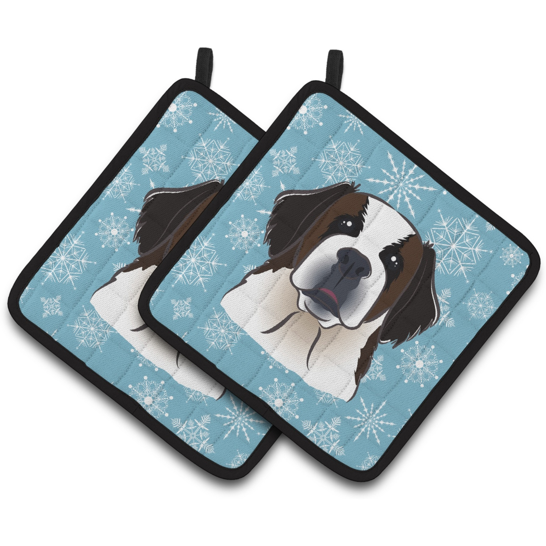 &quotCaroline's Treasures Snowflake Saint Bernard Pair of Pot Holders BB1680PTHD, 7.5HX7.5W, Multicolor"