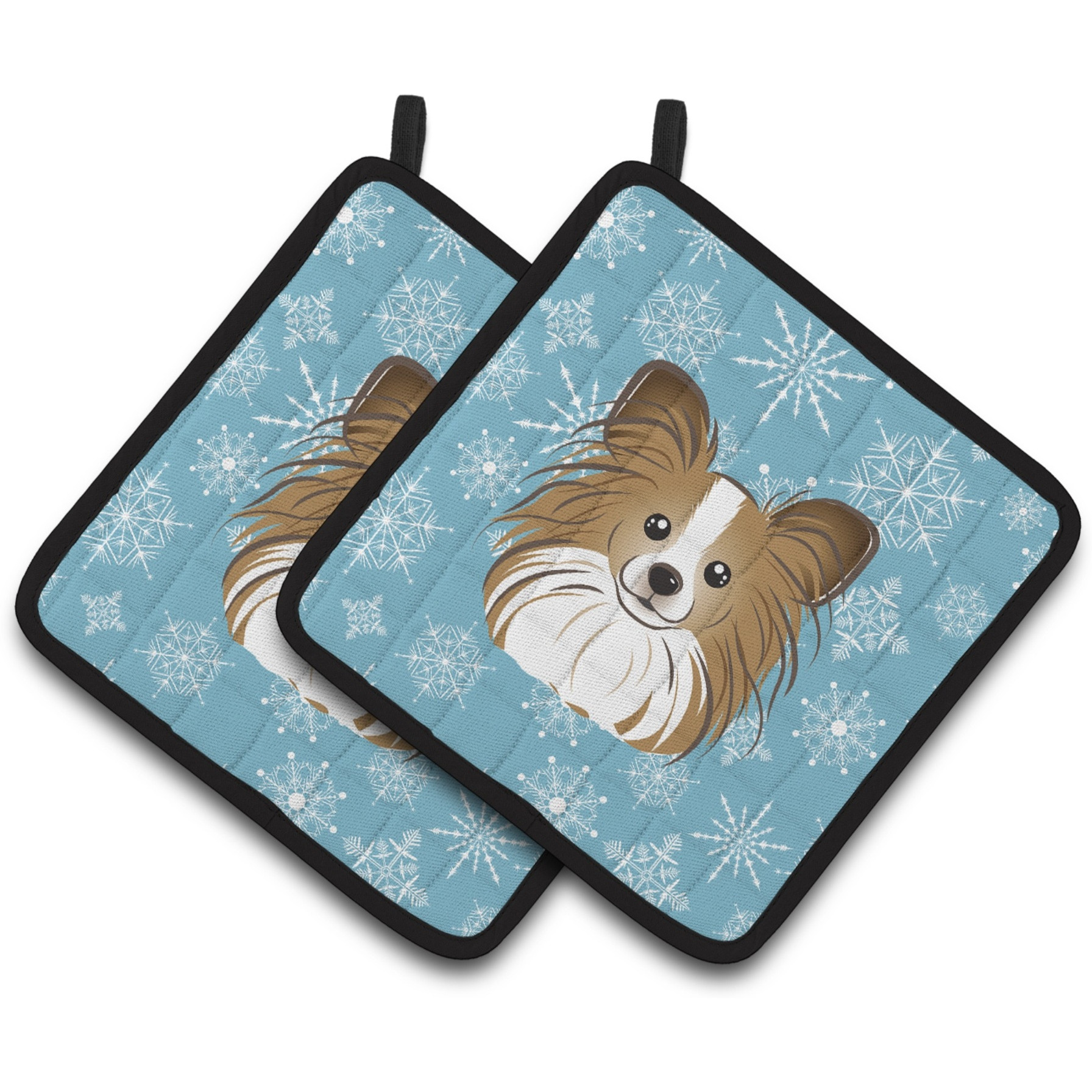 &quotCaroline's Treasures Snowflake Papillon Pair of Pot Holders BB1682PTHD, 7.5HX7.5W, Multicolor"