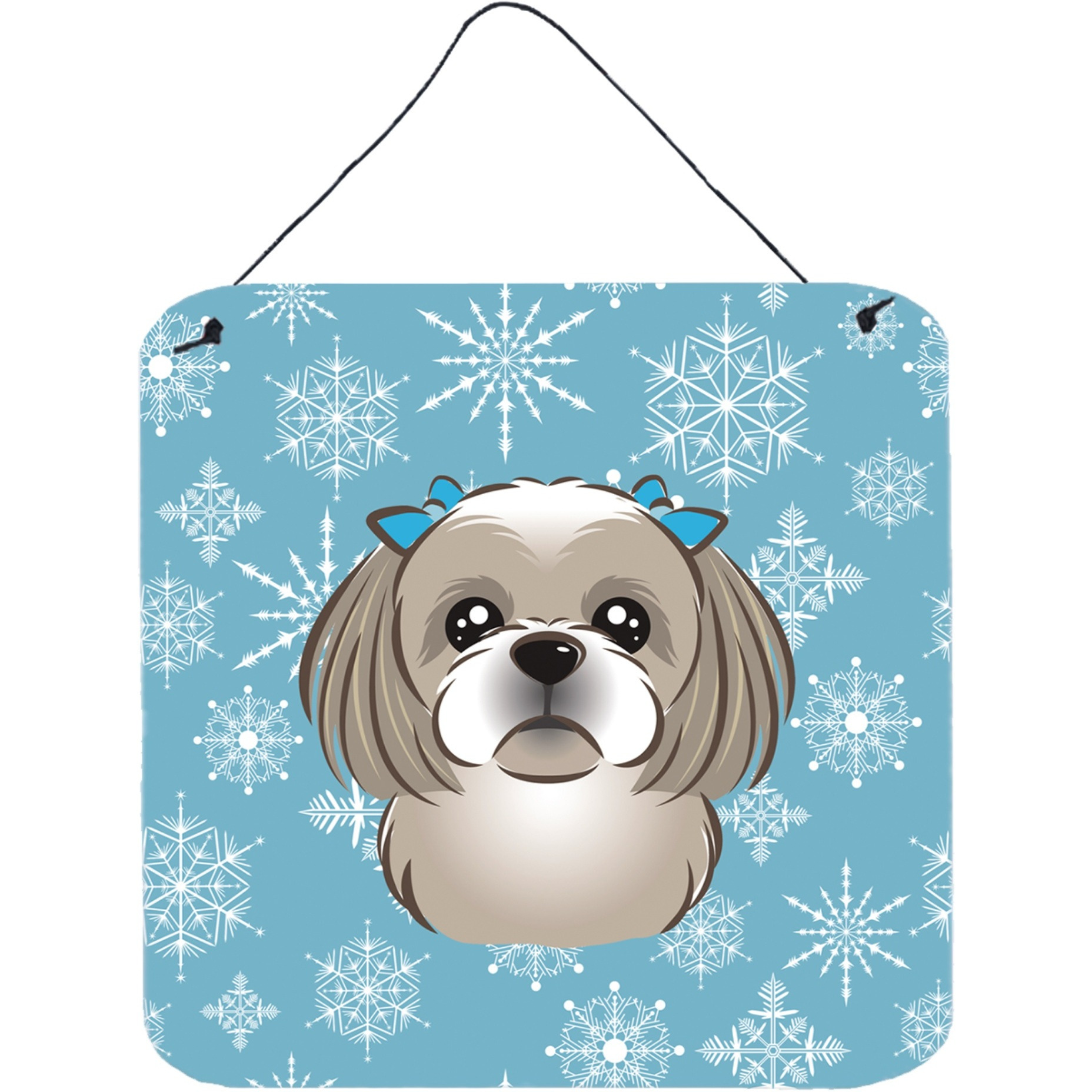 &quotCaroline's Treasures Snowflake Gray Silver Shih Tzu Wall or Door Hanging Prints BB1684DS66, 6HX6W, Multicolor"