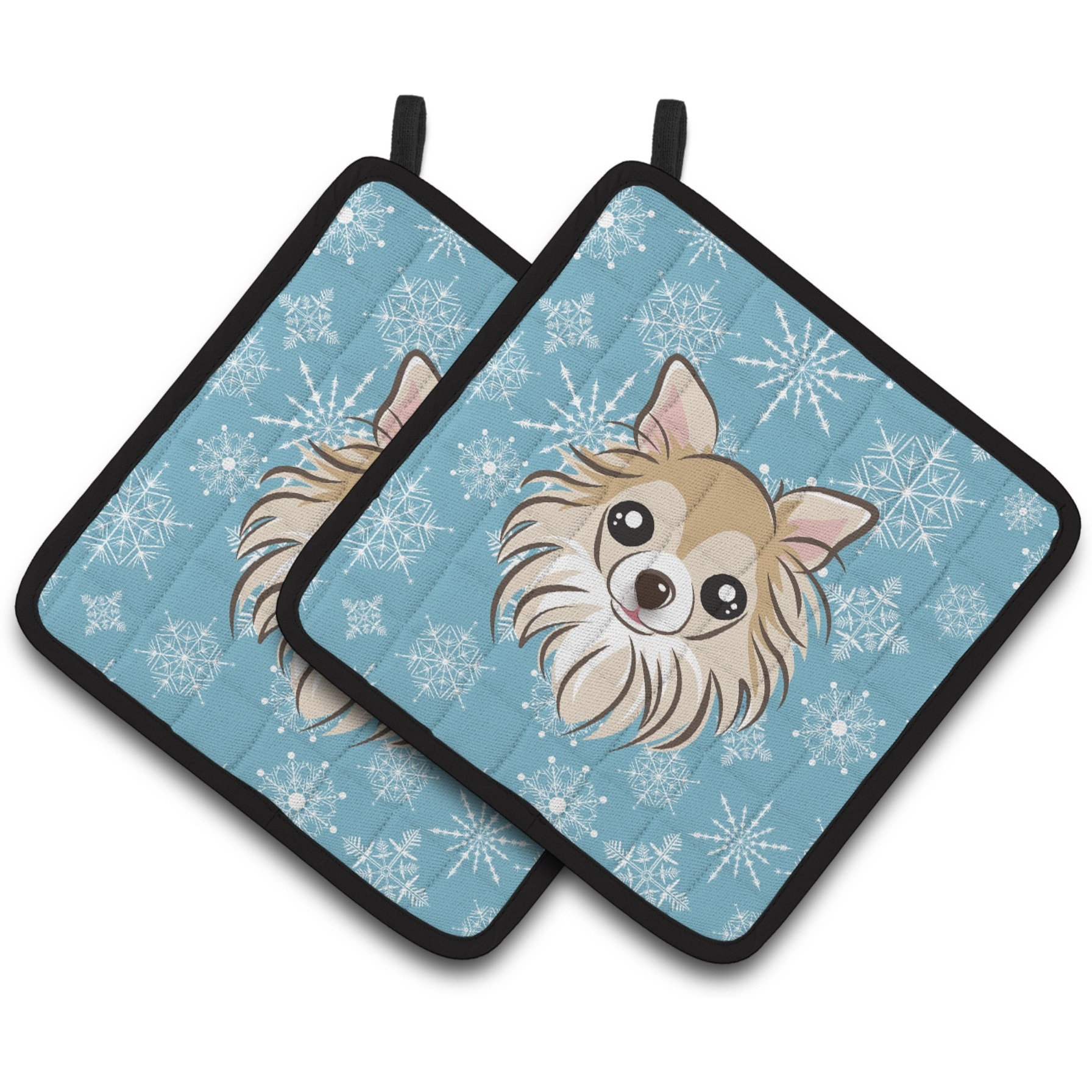 &quotCaroline's Treasures Snowflake Chihuahua Pair of Pot Holders BB1685PTHD, 7.5HX7.5W, Multicolor"