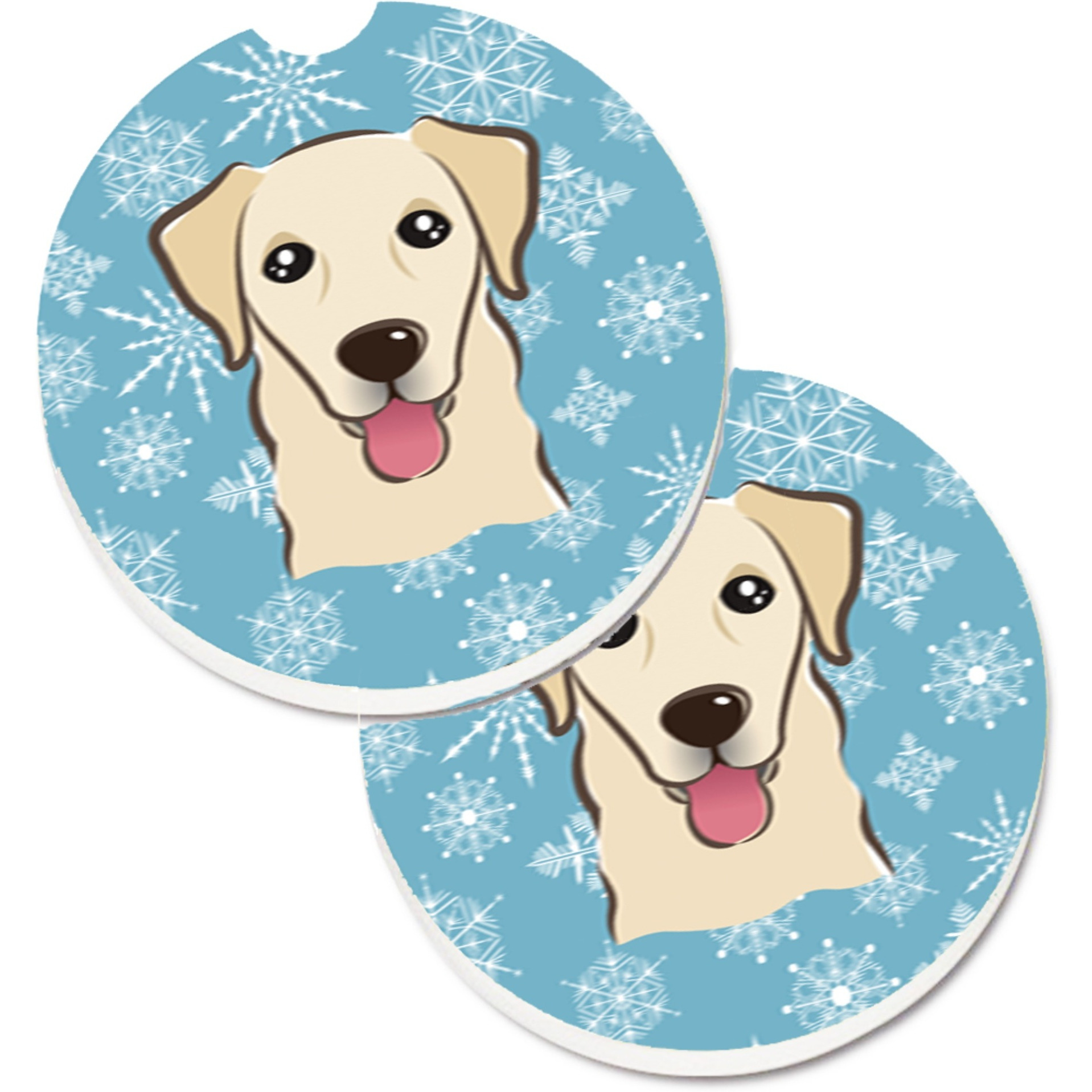 &quotCaroline's Treasures Snowflake Golden Retriever Set of 2 Cup Holder Car Coasters BB1686CARC, 2.56, Multicolor"