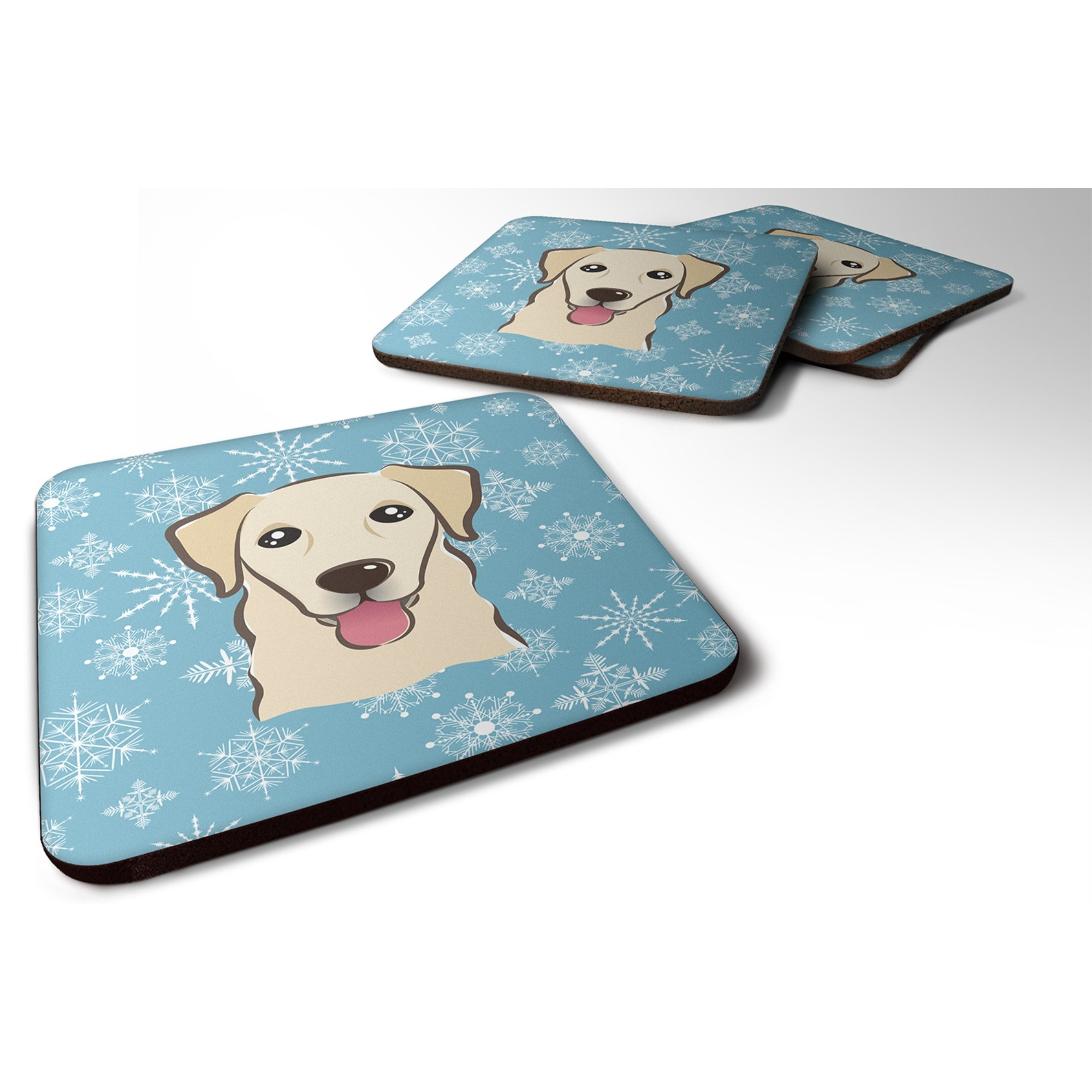 &quotCaroline's Treasures BB1686FC Snowflake Golden Retriever Foam Coasters (Set of 4), 3.5"", Multicolor"