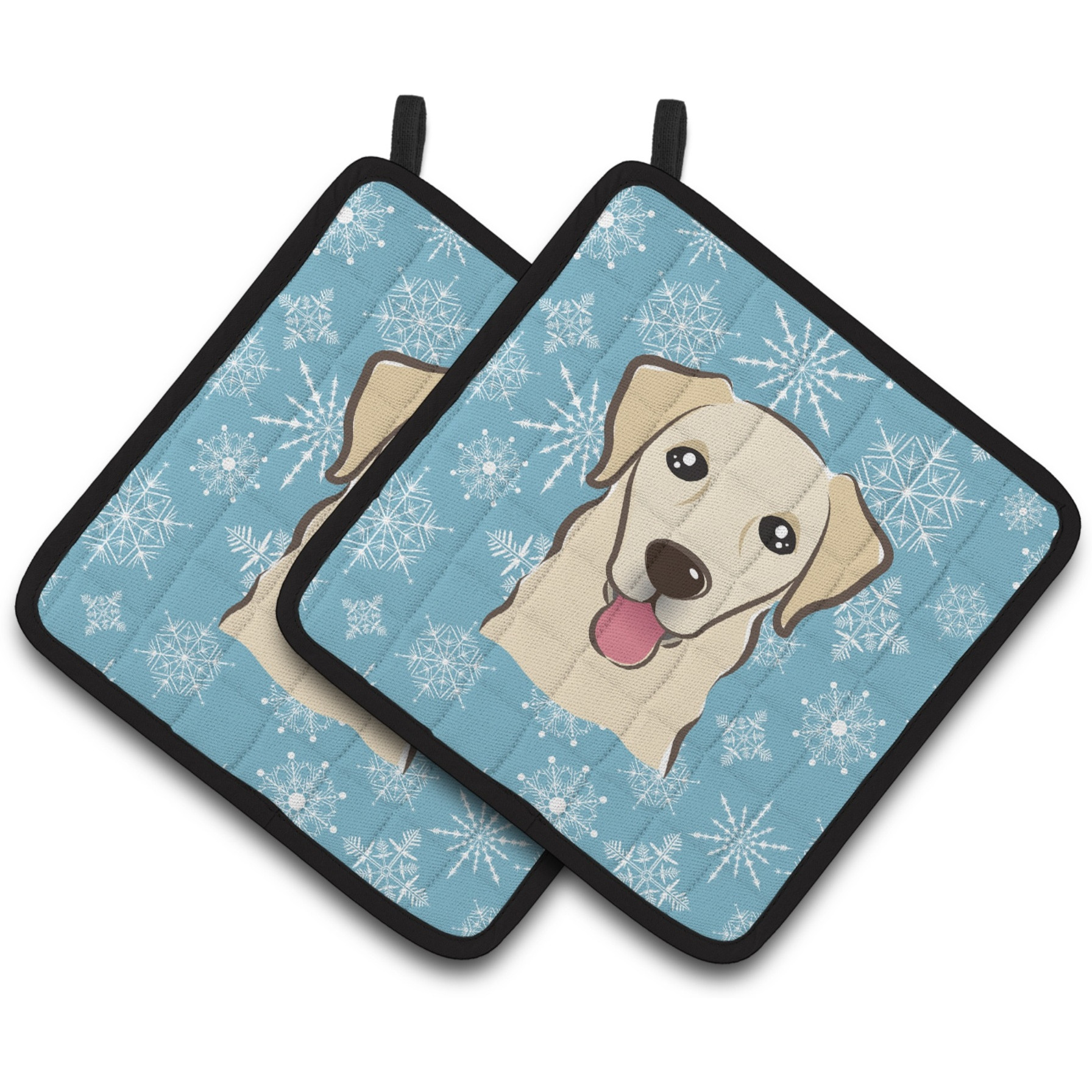 &quotCaroline's Treasures Snowflake Golden Retriever Pair of Pot Holders BB1686PTHD, 7.5HX7.5W, Multicolor"