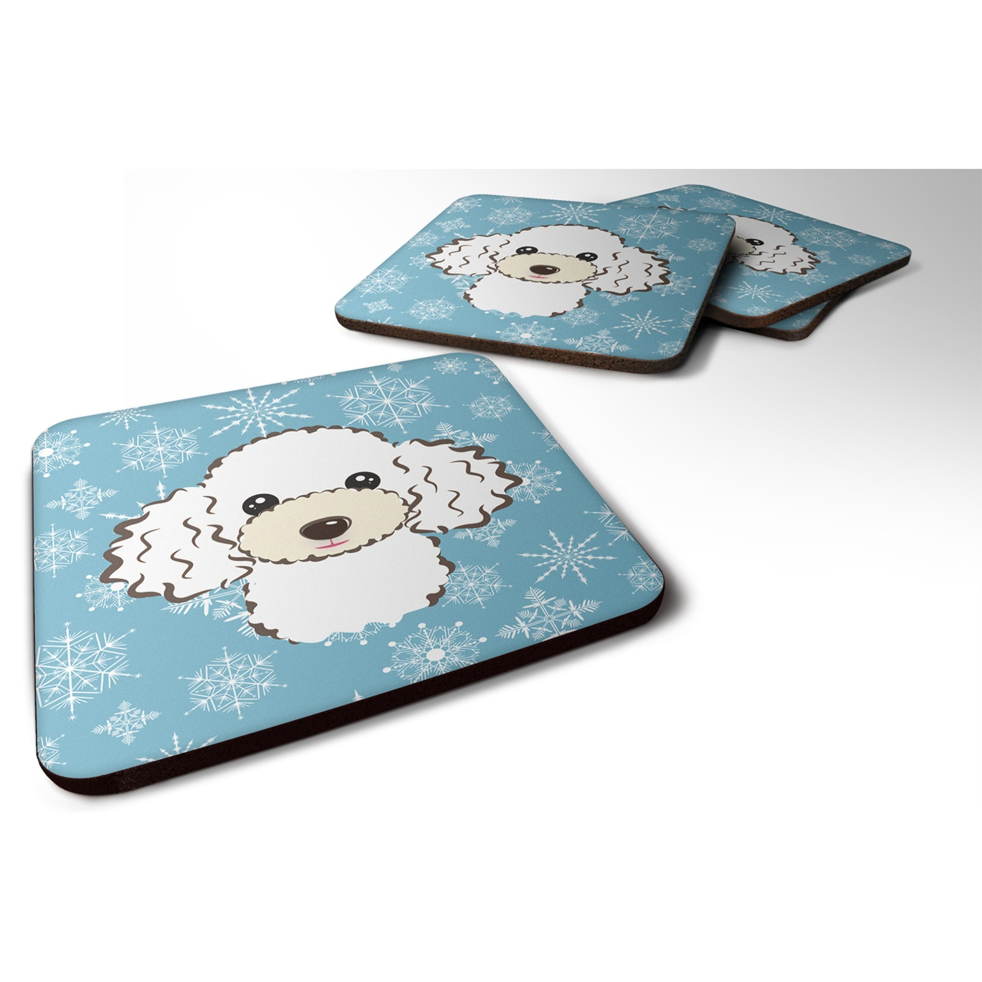 &quotCaroline's Treasures BB1691FC Snowflake White Poodle Foam Coasters (Set of 4), 3.5"", Multicolor"