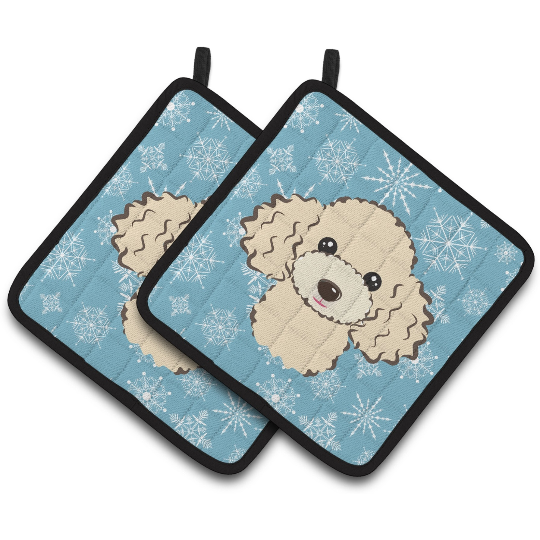 &quotCaroline's Treasures Snowflake Buff Poodle Pair of Pot Holders BB1692PTHD, 7.5HX7.5W, Multicolor"